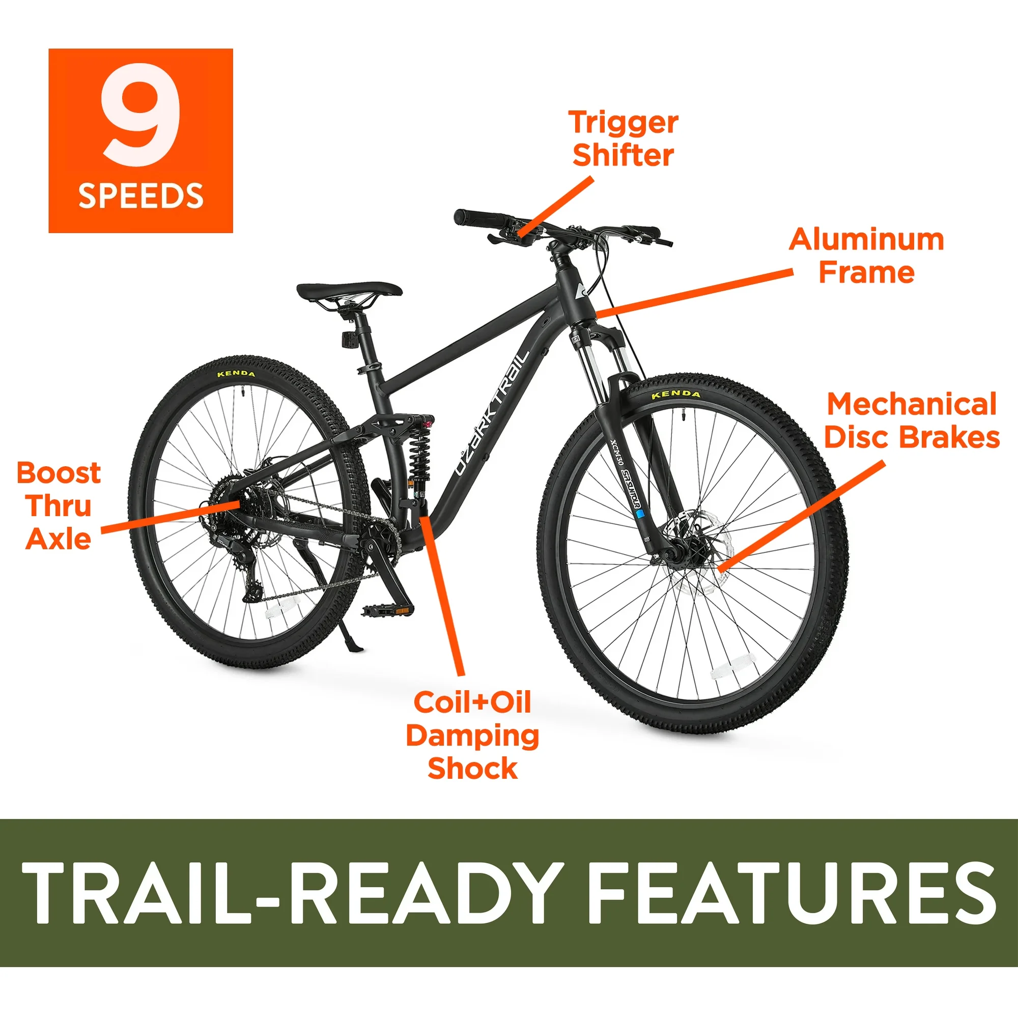 Ozark Trail FS.2 Slalom Full Suspension Mountain Bike, 29