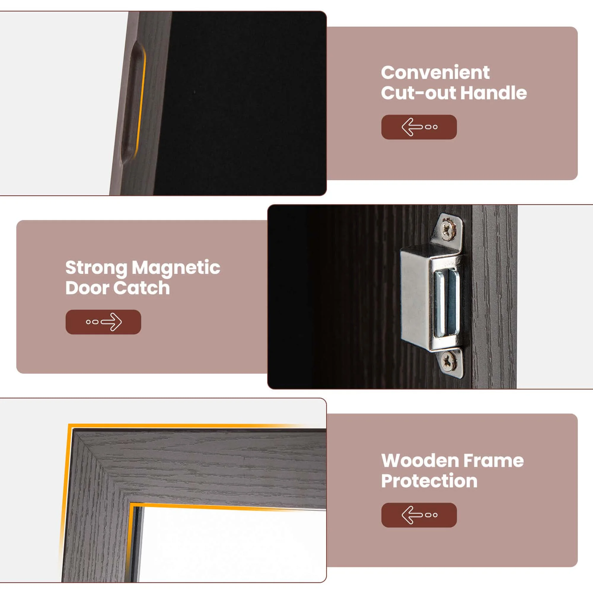 Costway Jewelry Mirrored Cabinet Armoire Organizer Storage Box w/ Stand Christmas Gift