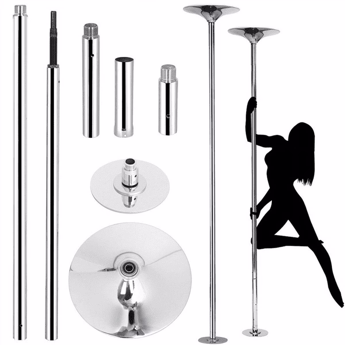 Adjustable Dance Pole Portable Stripper Pole Static Spinning Exercise Fitness,Silver