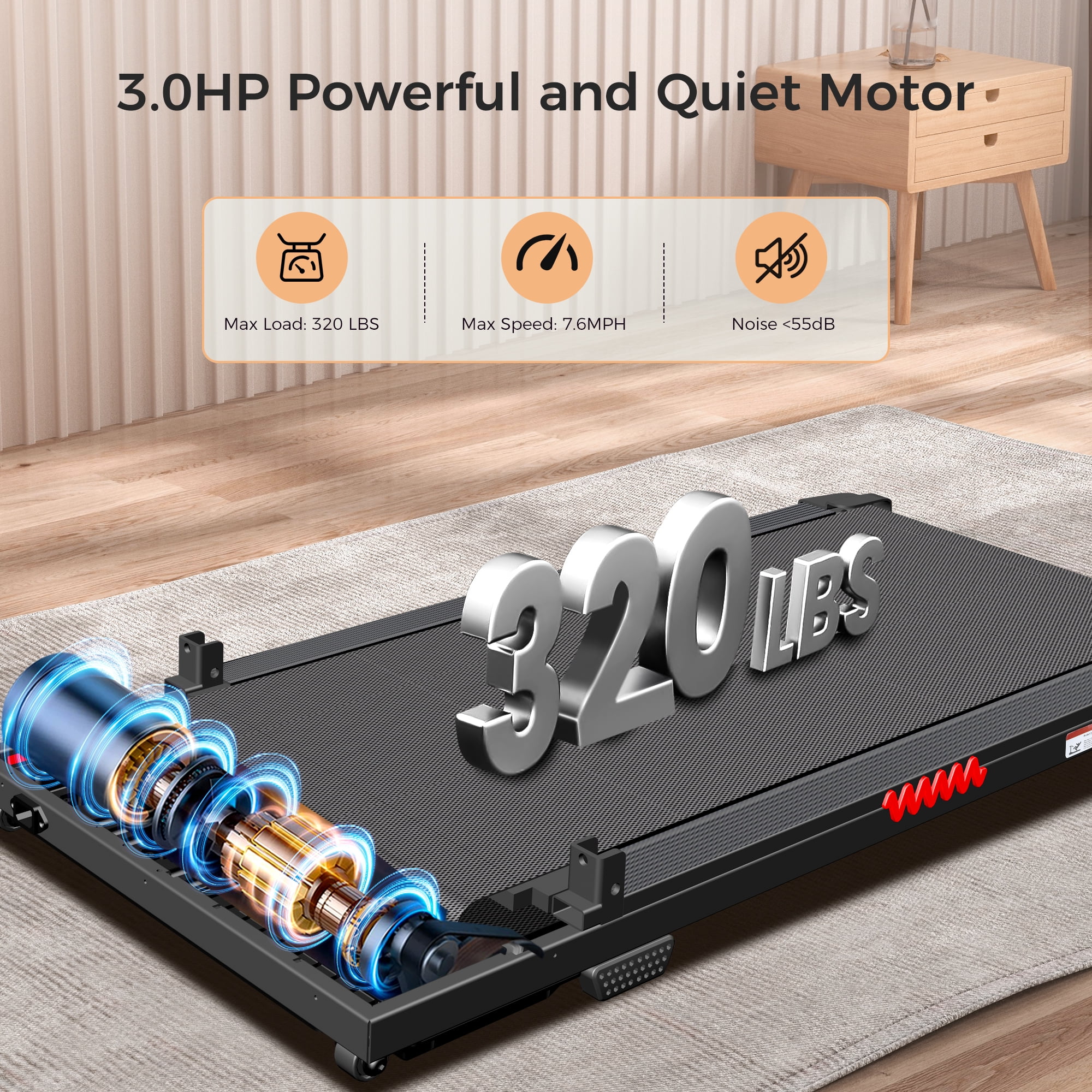 2 in 1 Walking Pad Treadmill, Foldable Treadmills with Handle Bar, 2.5HP Portable Folding Treadmill with Remote Control, Under Desk Treadmill for Home Office, 300lbs, Black