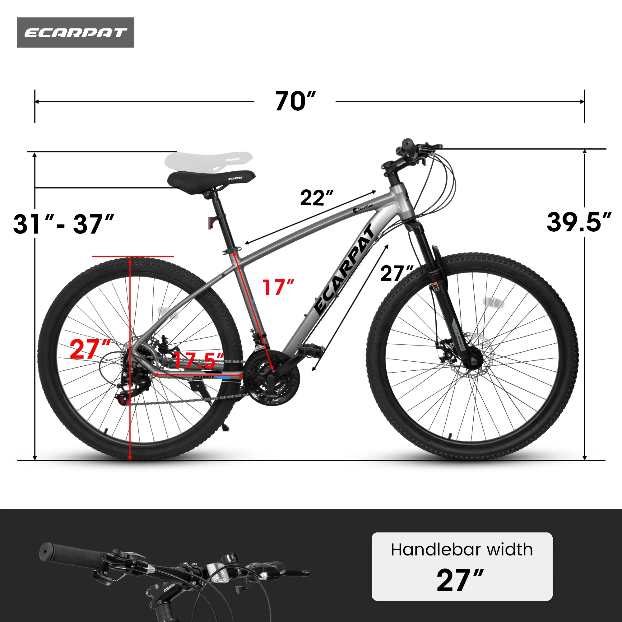 Ambifirner Lightweight 27.5er Mountain Bike – 21-Speed Shimano Drivetrain, 2.125” Tires & 85% Pre-Assembled Design for Riders 5’5”–5’10” (Anti-Slip Traction)​​