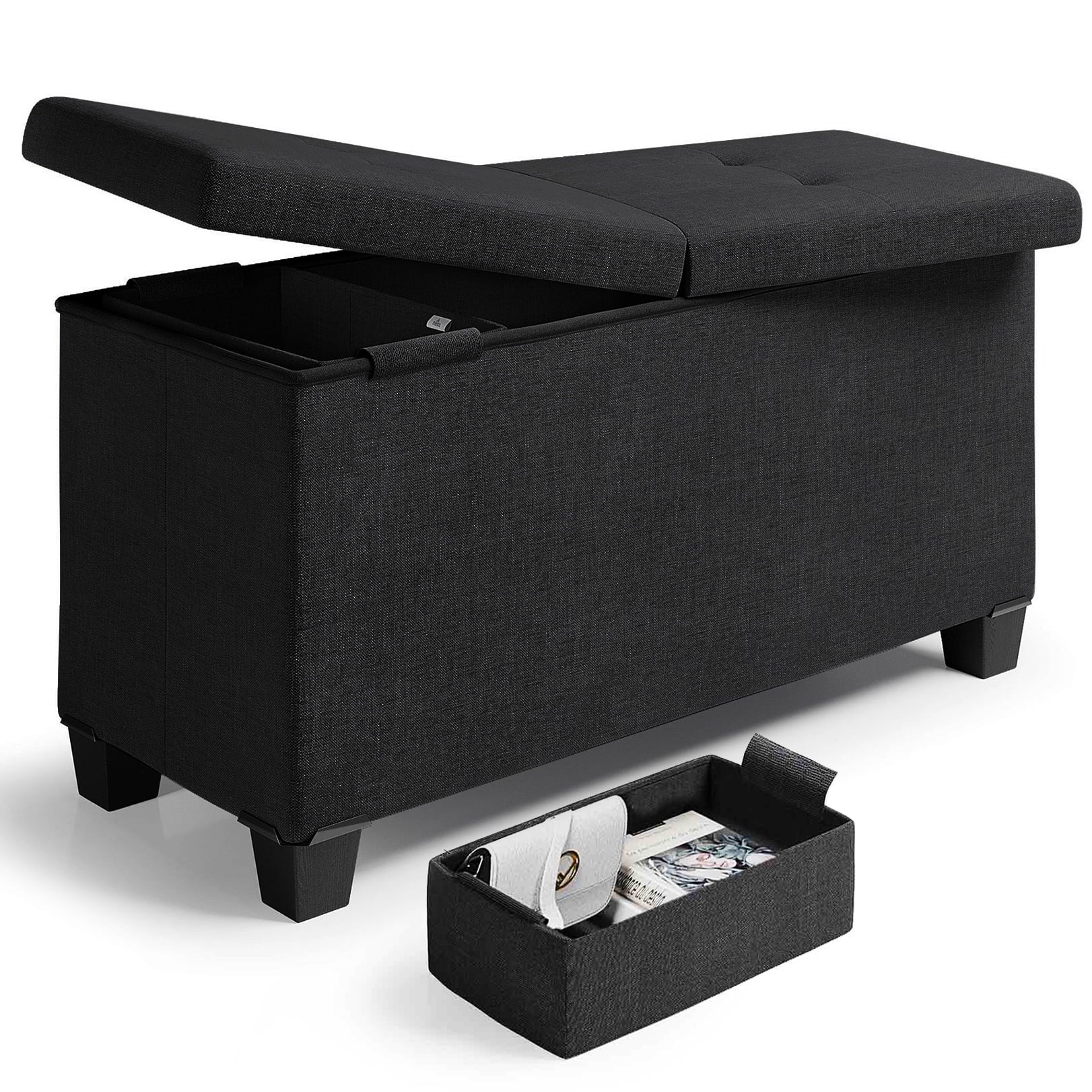 Hearth and Harbor Storage Ottoman Bench, Linen 30