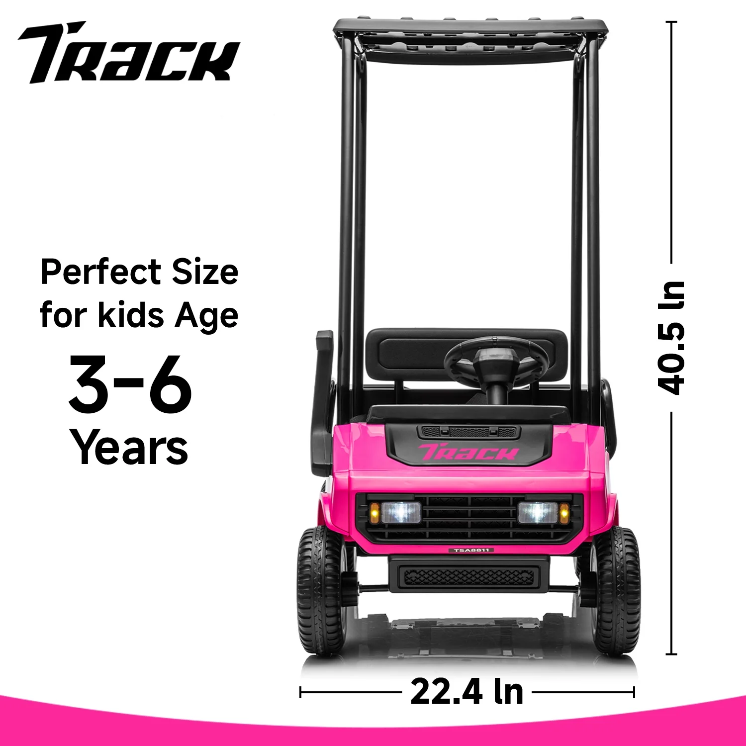 Track Seven 24V Ride on Car, Electric Golf Cart with Ceiling, Ride on Truck with Remote Control, Music, Rear Storage Box, Electric Car for Boys Girls Age 3+, 18.5