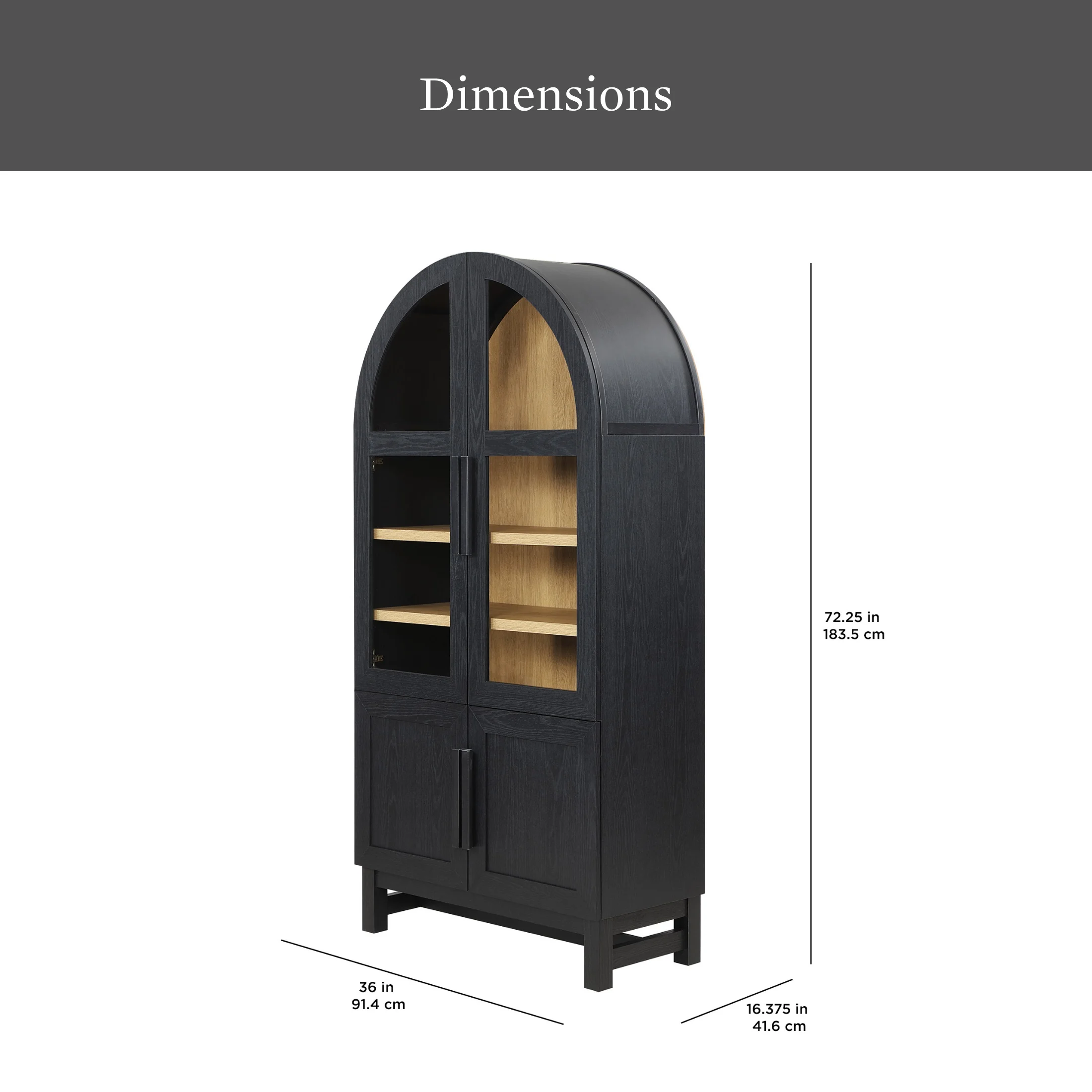Better Homes & Gardens Juliet Kitchen Rounded Arch Cabinet, Rich Black