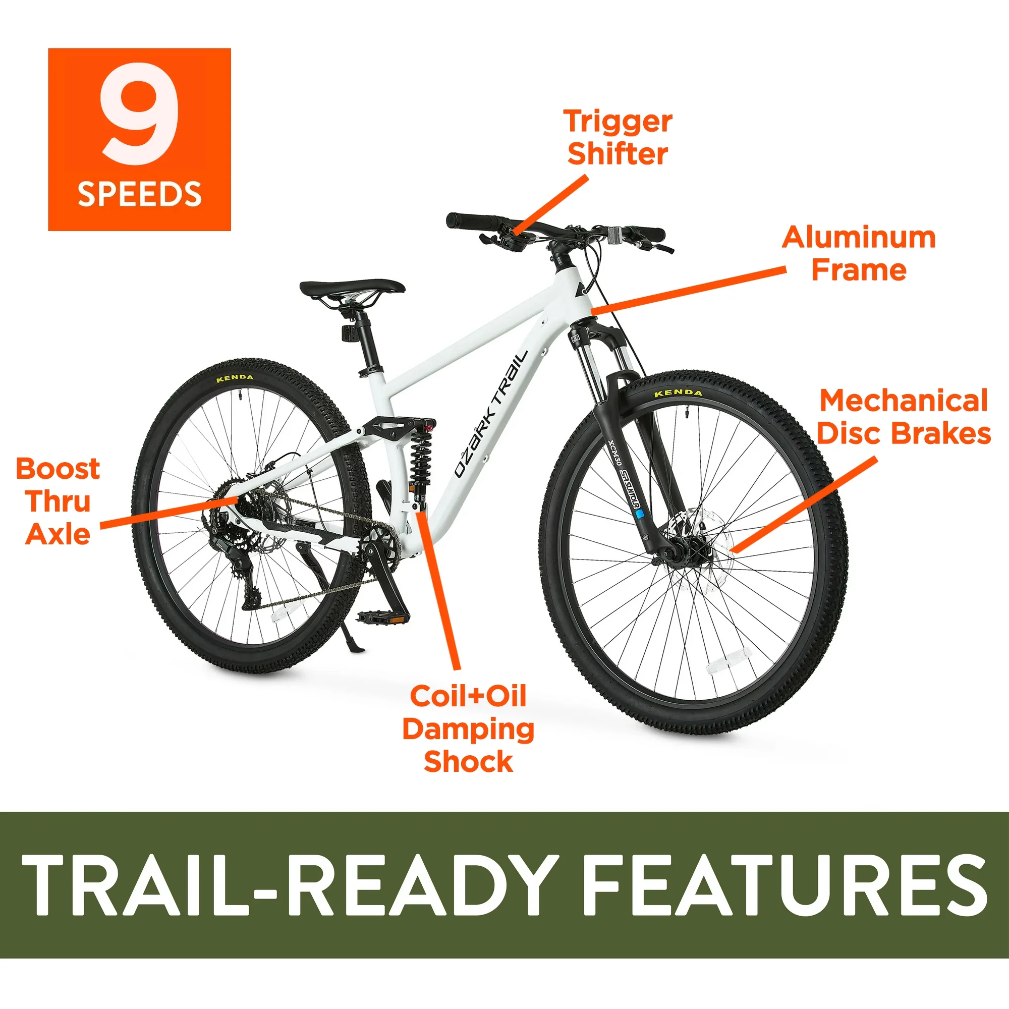 Ozark Trail FS.2 Slalom Full Suspension Mountain Bike, 29