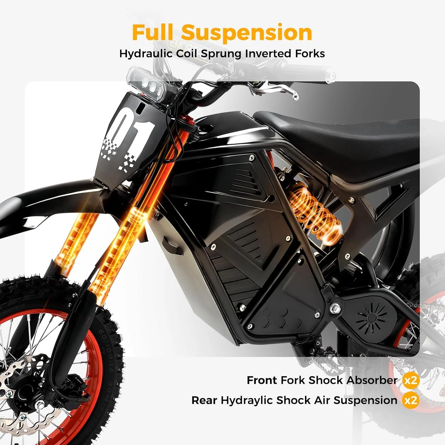 2000W Electric Dirt Bike for Adults Ridingtimes GT73 UL2849,Brushless Hub Motor,18.2AH*2 Electric Bike with 25\
