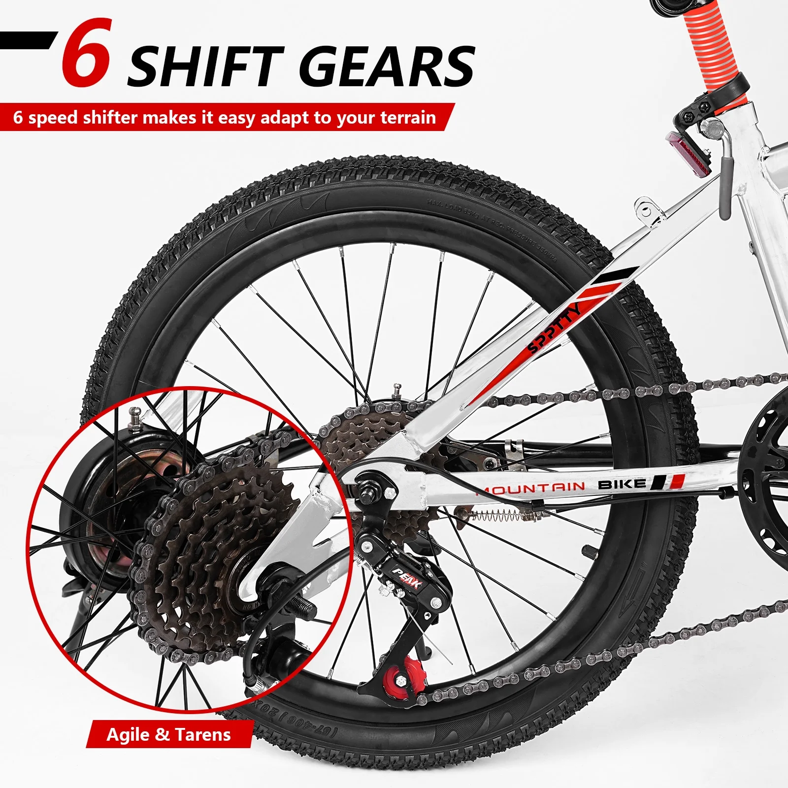 SPPTTY 20-24 inch Bike,6-Speed Mountain Bike for Men Women Boys Girls,Comfort Saddle,Blue