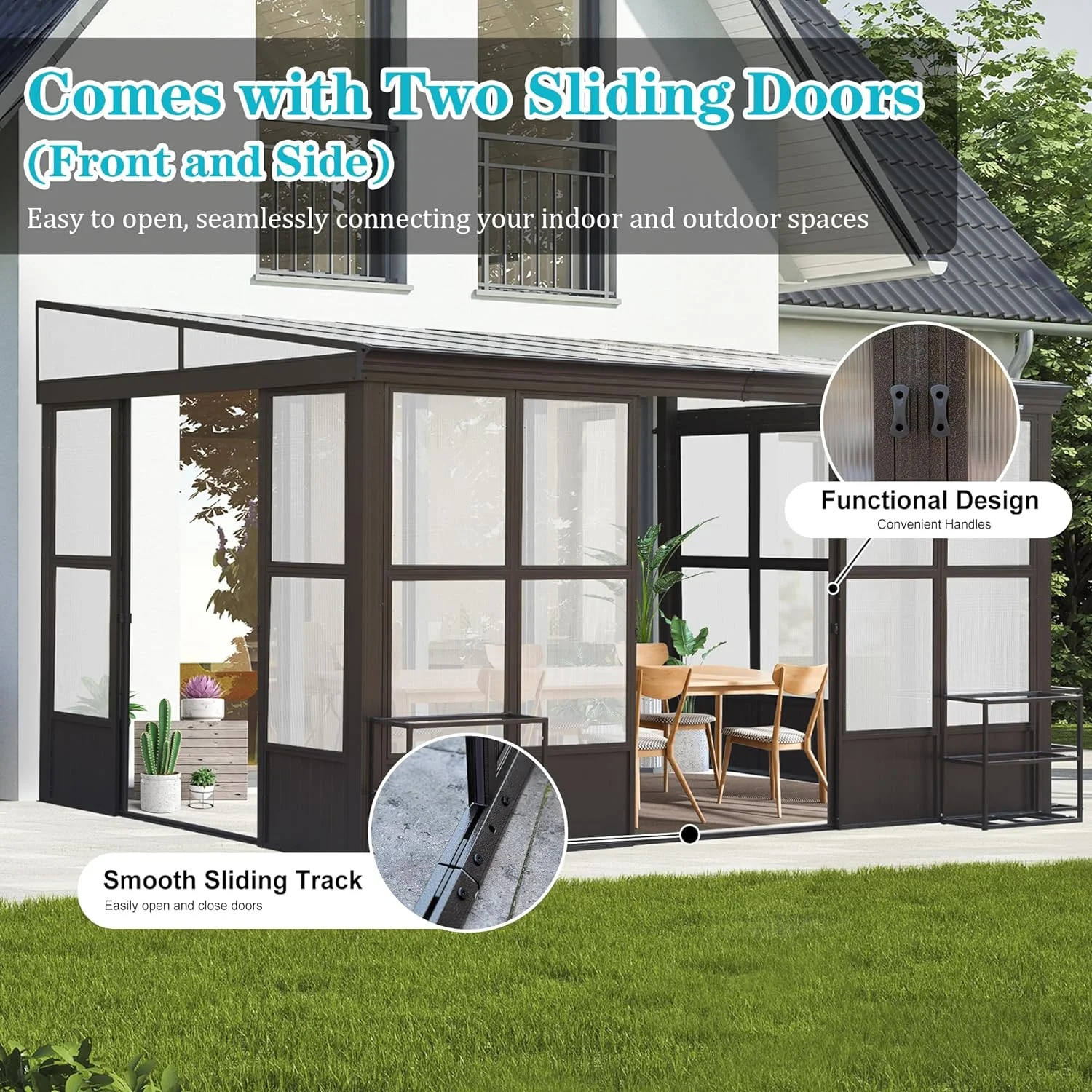 Domi Outdoor Living 10' x 12' Hardtop Lean-to Gazebo, Wall-Mounted with Galvanized Steel Roof Wall Pergola with Aluminum Frame, Curtains and Netting, for Patio, Deck, Garden, Backyard