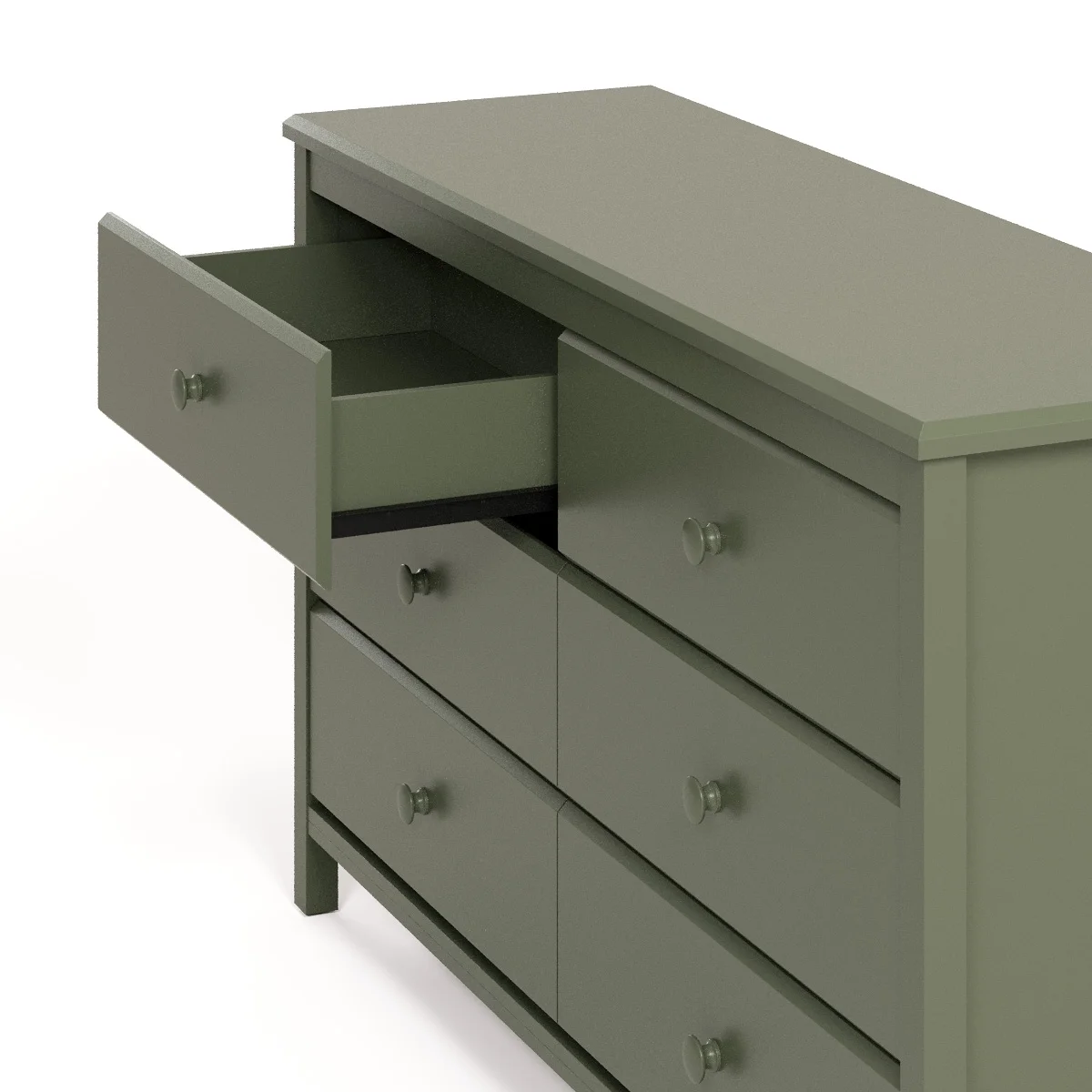 Storkcraft Alpine 6 Drawer Nursery Double Dresser, Olive