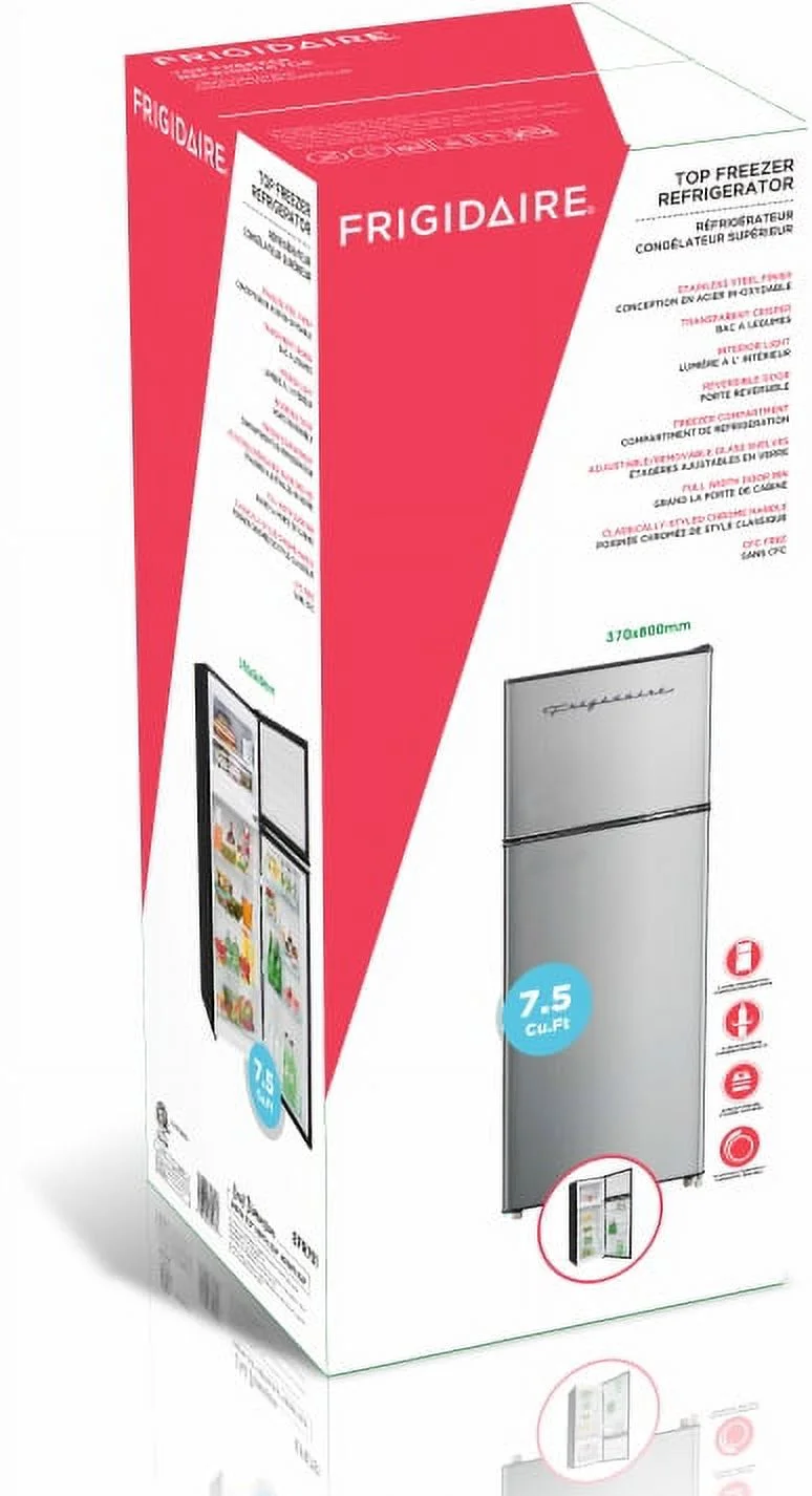 Frigidaire 21 in. 7.5 Cu. ft. Retro Refrigerator, Standard Door Style, Stainless Look - New