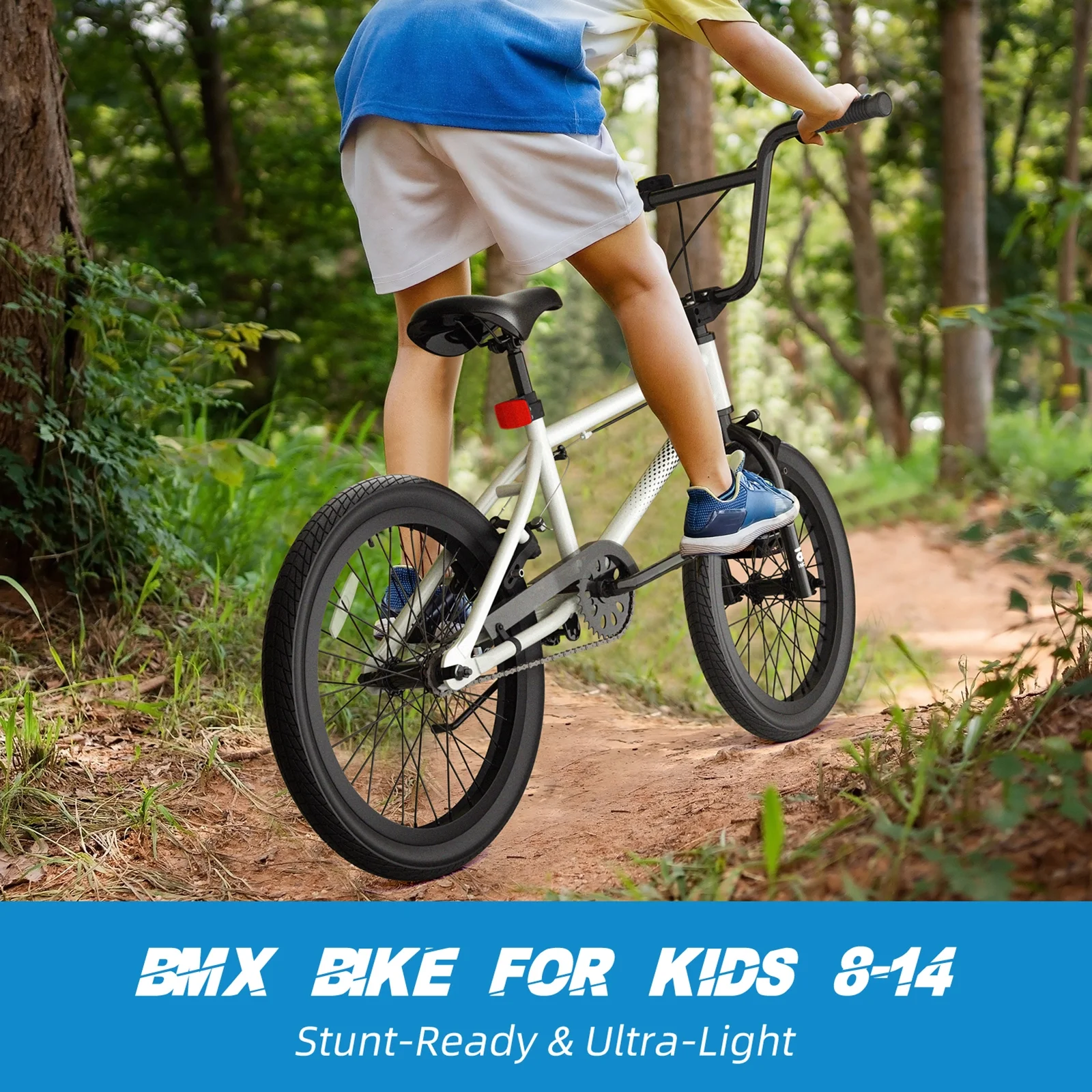 GLAF Freestyle Kids BMX Bike, 20 inch Black Trick Bicycle for Teen and Adults, Carbon Steel Frame Bikes, Ideal for Beginner to Advanced Riders