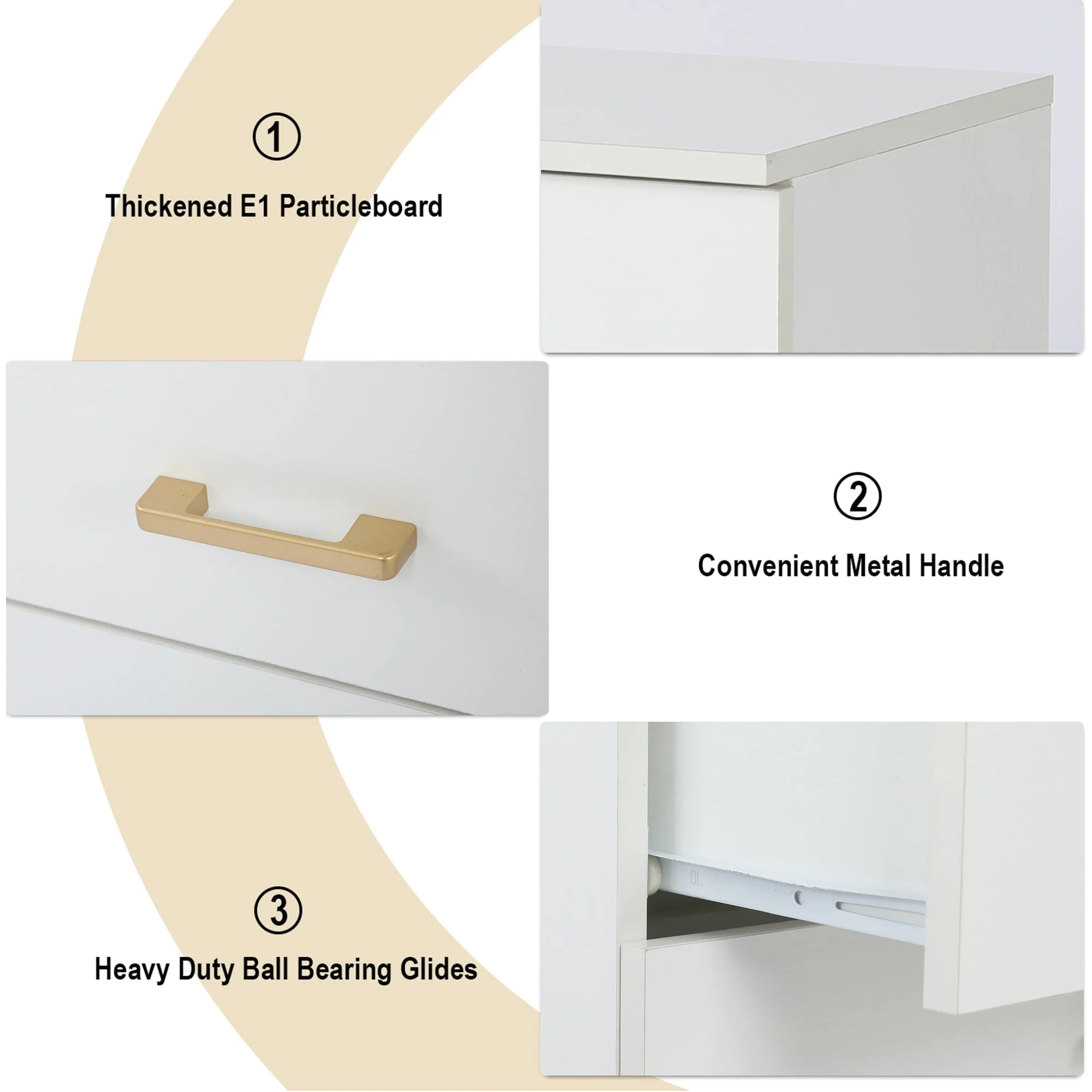 SESSLIFE Dresser for Bedroom, Wood 4 Drawer Dresser Storage Drawer, White Living Room Hallway Closets Drawer Chest, TE3079