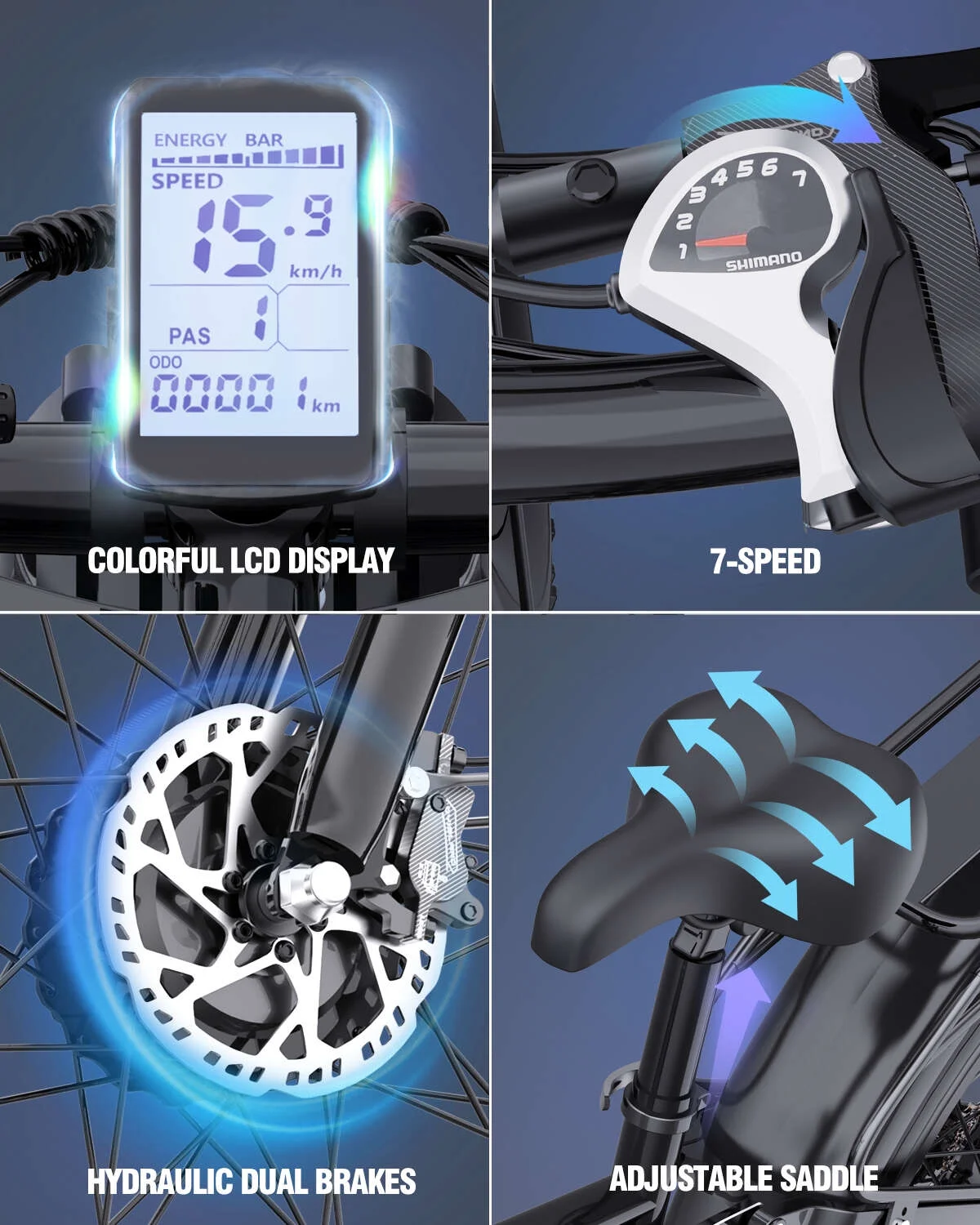 Dual Motor PEAK 3000W Electric Bike for Adults,31mph 48V 23Ah Electric Bicycle,26