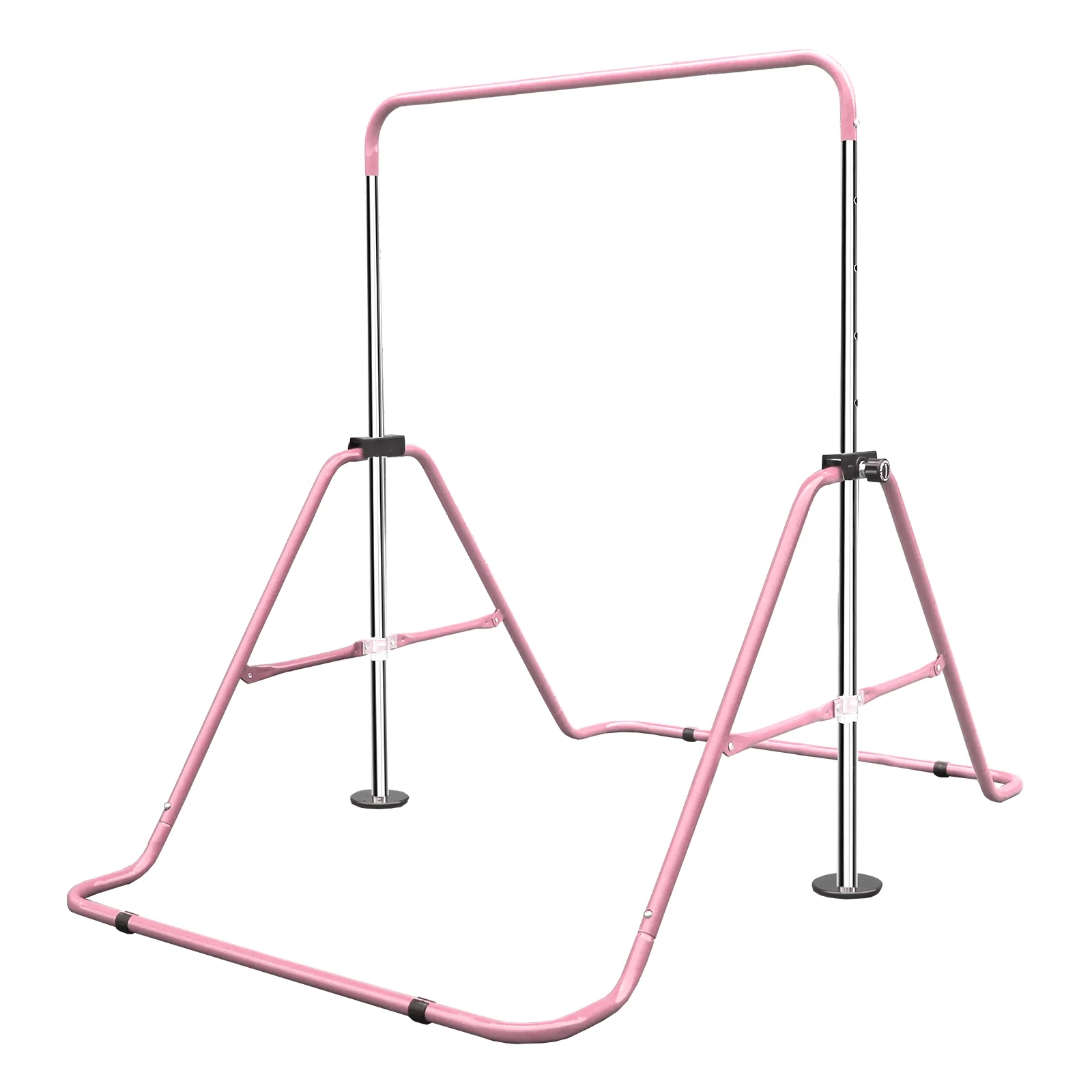 Expandable Gymnastics Bar for Kids - Height Adjustable Junior Training Bar for Home, Folding Gymnastic Horizontal Bars Equipment Pink