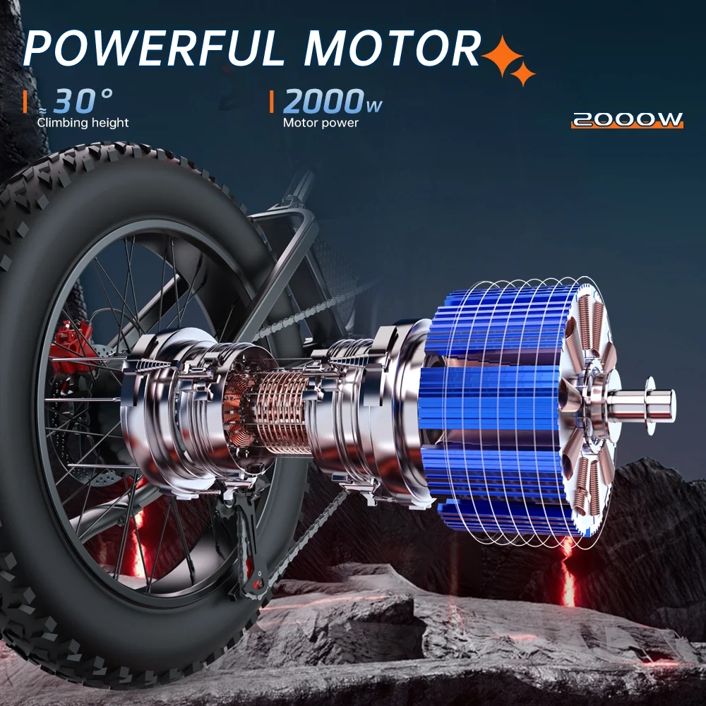 EKXBIKE X20 2000W 48V 35Ah Removable Battery Mountain Bike，MTB Electric Bike for Adults 20