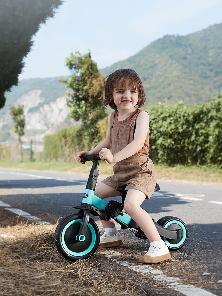 newyoo TR008 5-in-1 Toddler Tricycle with Push Handle, Converts to Balance Bike for 1-3 Year Old, Khaki