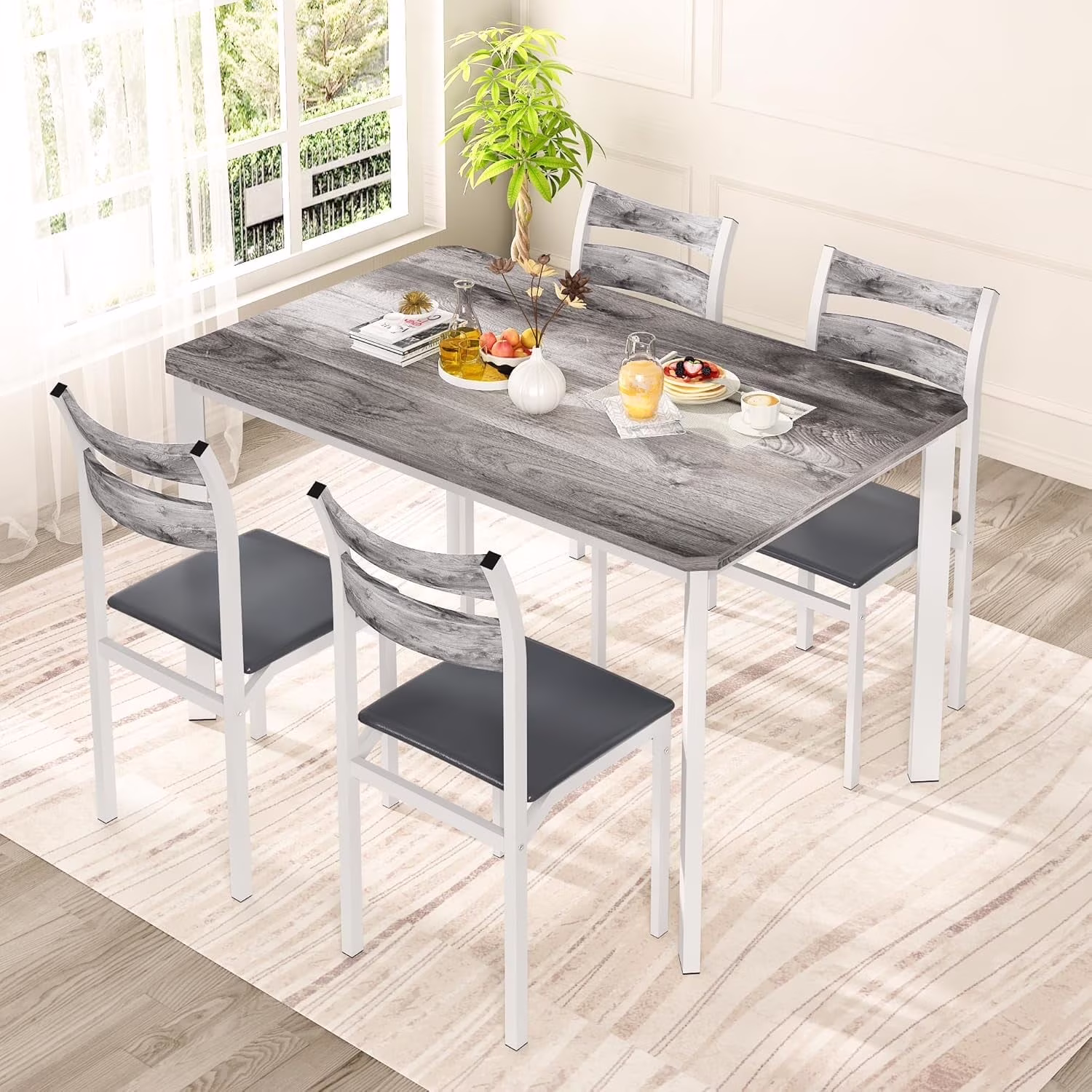 LinkRomat Dining Table Set for 4, 43.3