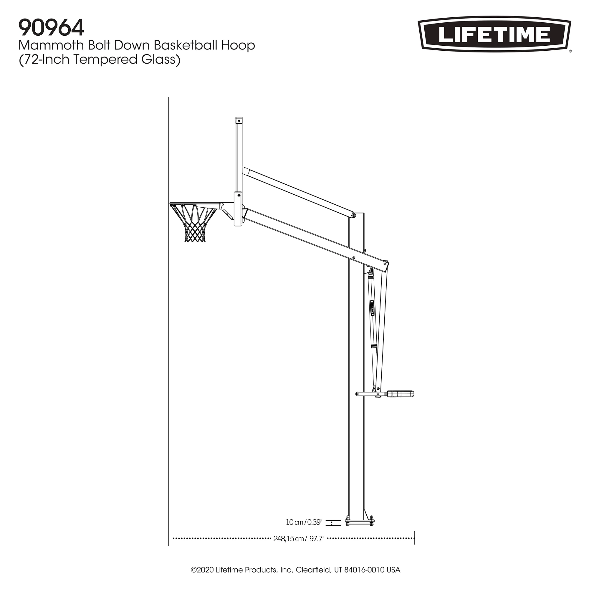 Lifetime 72-Inch Mammoth Bolt Down Basketball Hoop with Mammoth Lift Adjustment & Spring Flex Rim - Model 90964-Outdoor Play