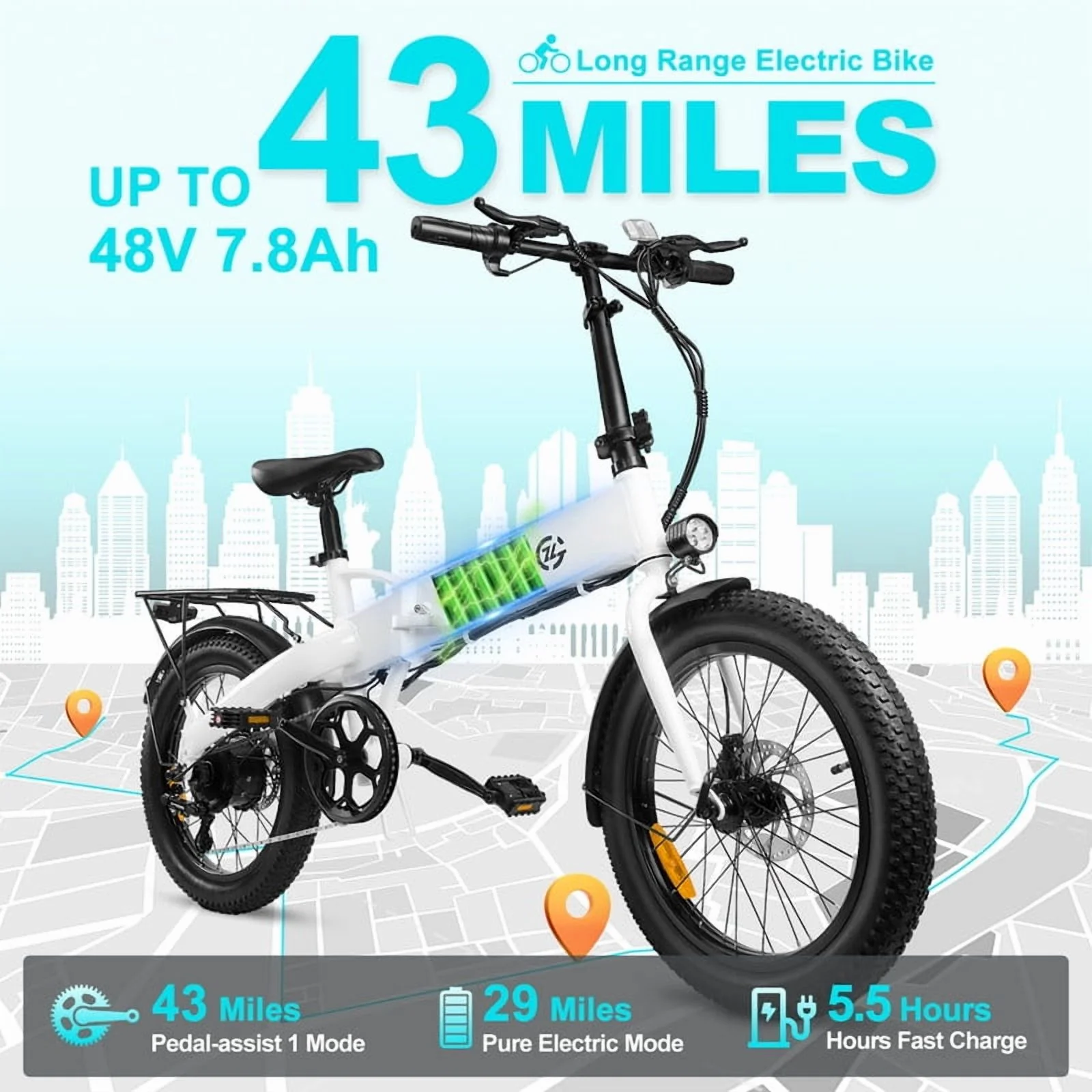 750W Peak Electric Bike for Adults,500W Motor, 20