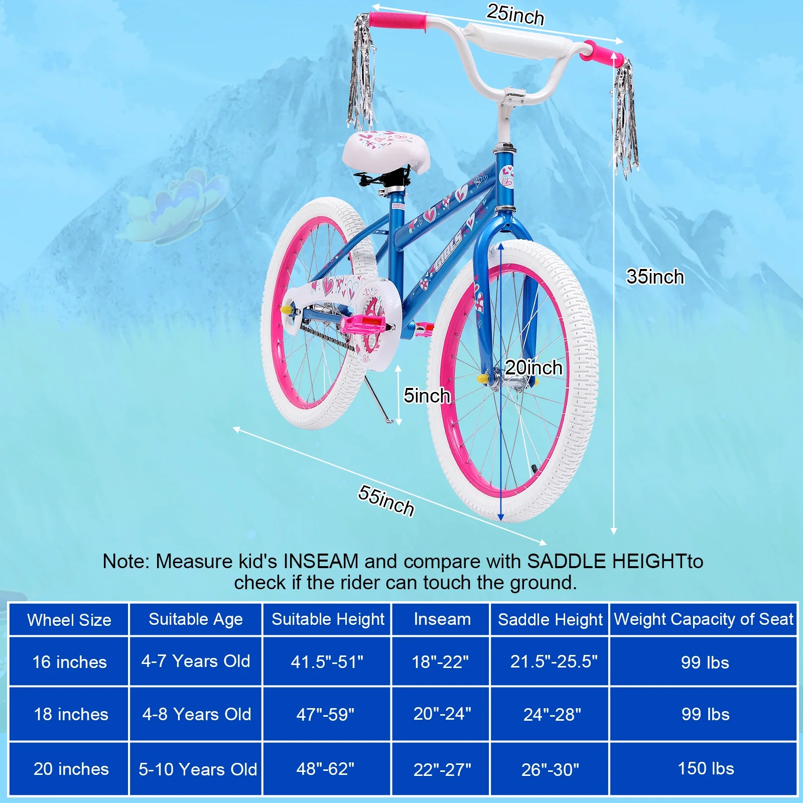 Vebreda 20 Inch Kids Bike Bicycle for 8-12 Years Old Kids,Blue