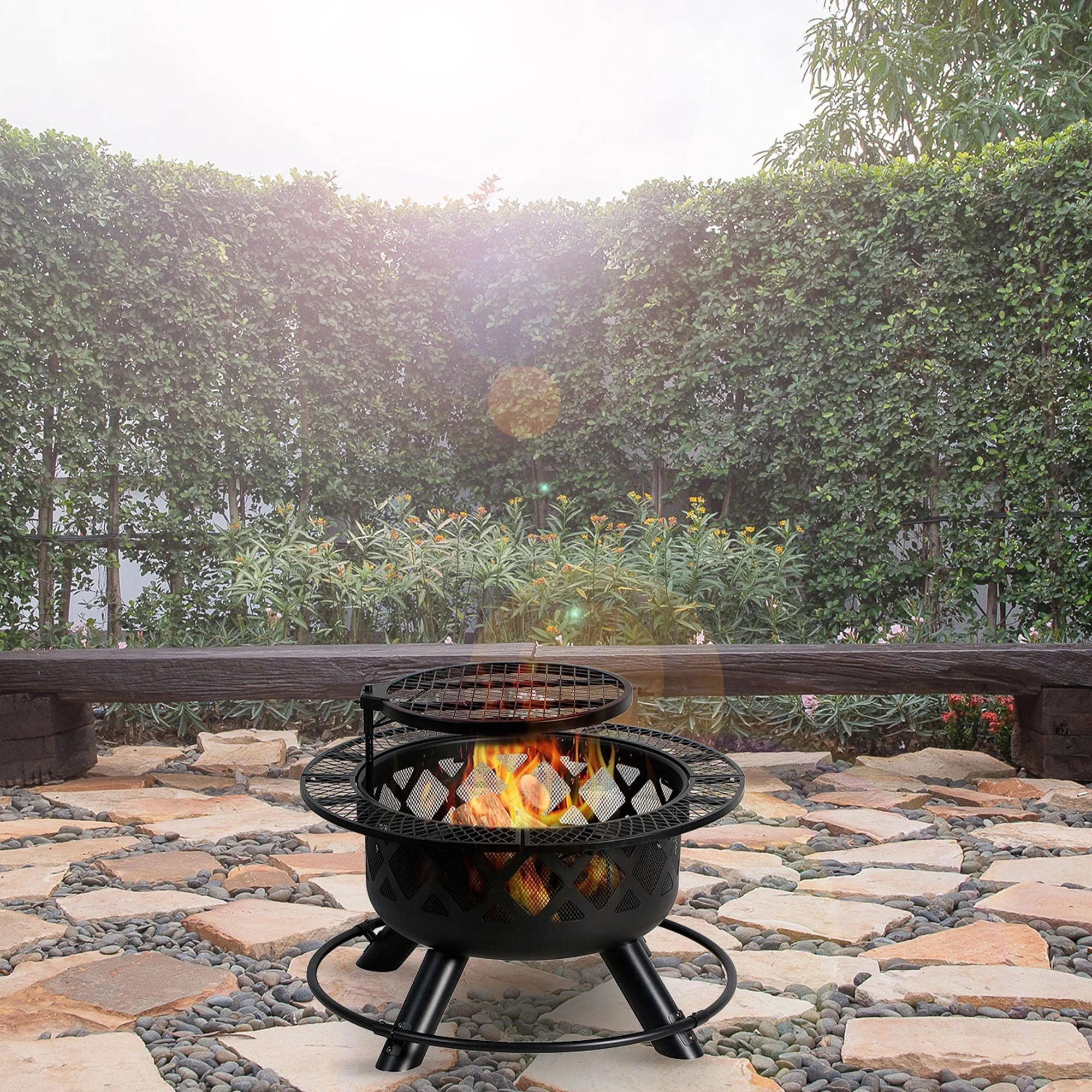Four Seasons Courtyard Wood Burning Fire Pit Backyard Patio Fireplace