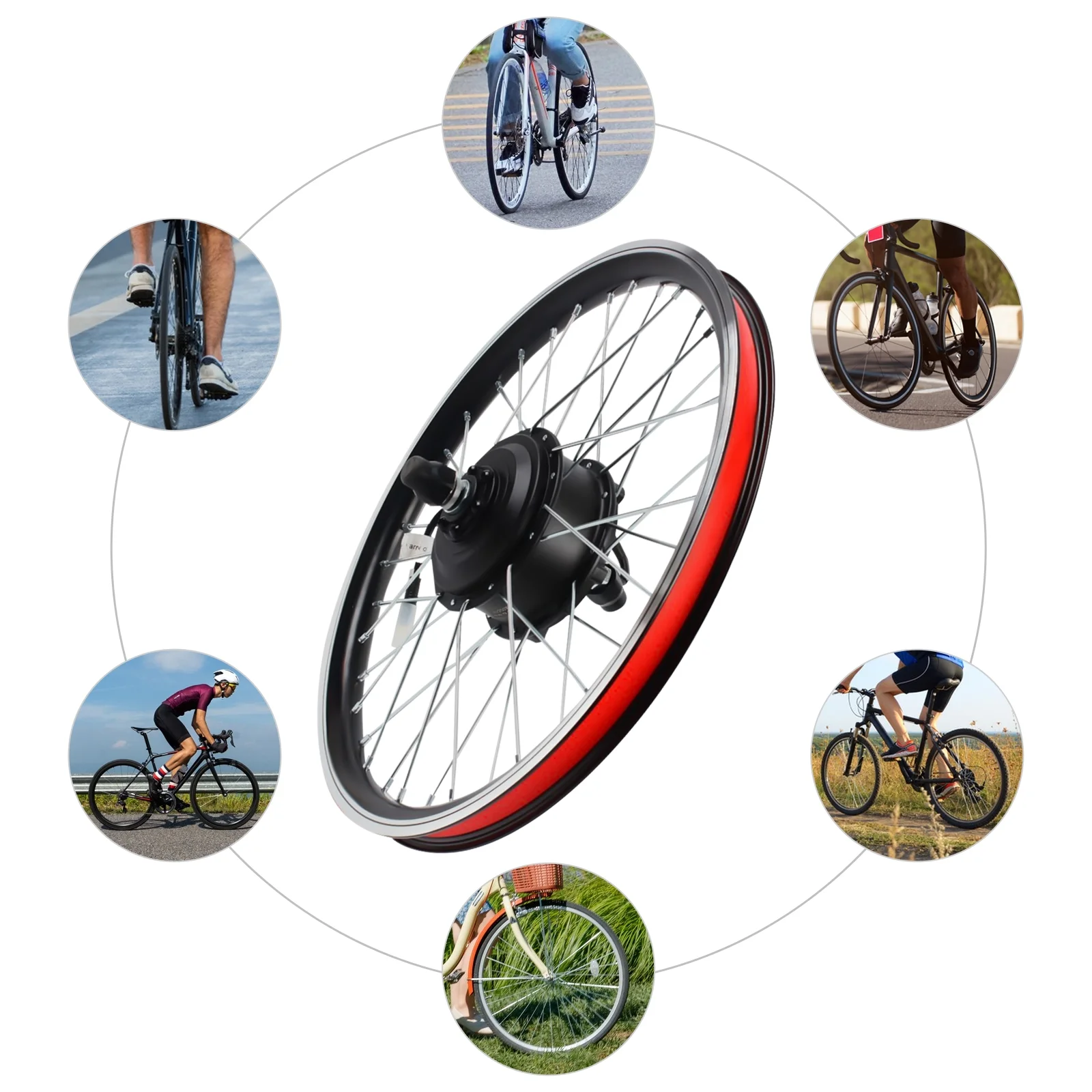 Front and Rear Wheel Electric Bike Kit, 36V 250W Motor, 30KM/H Speed, Includes Brake Lever, Thumb Throttle, and LED Display