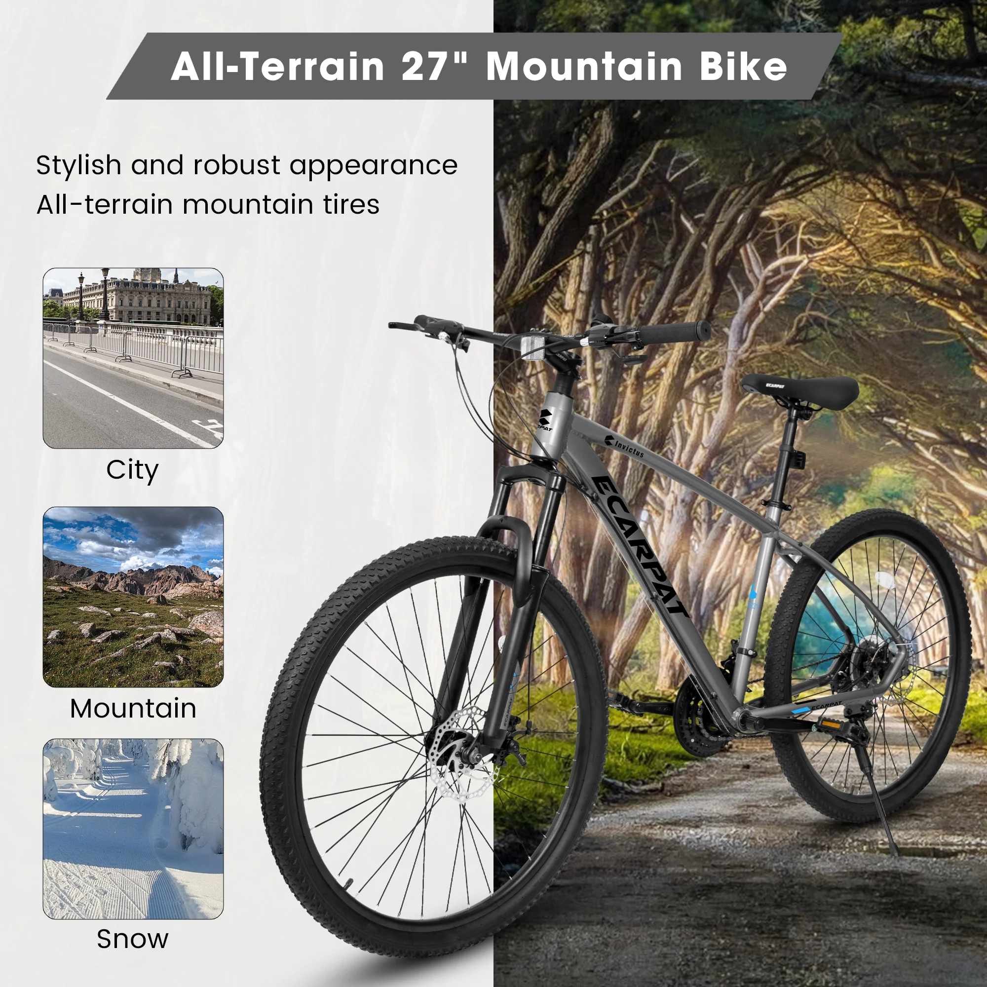 Ambifirner Lightweight 27.5er Mountain Bike – 21-Speed Shimano Drivetrain, 2.125” Tires & 85% Pre-Assembled Design for Riders 5’5”–5’10” (Anti-Slip Traction)​​