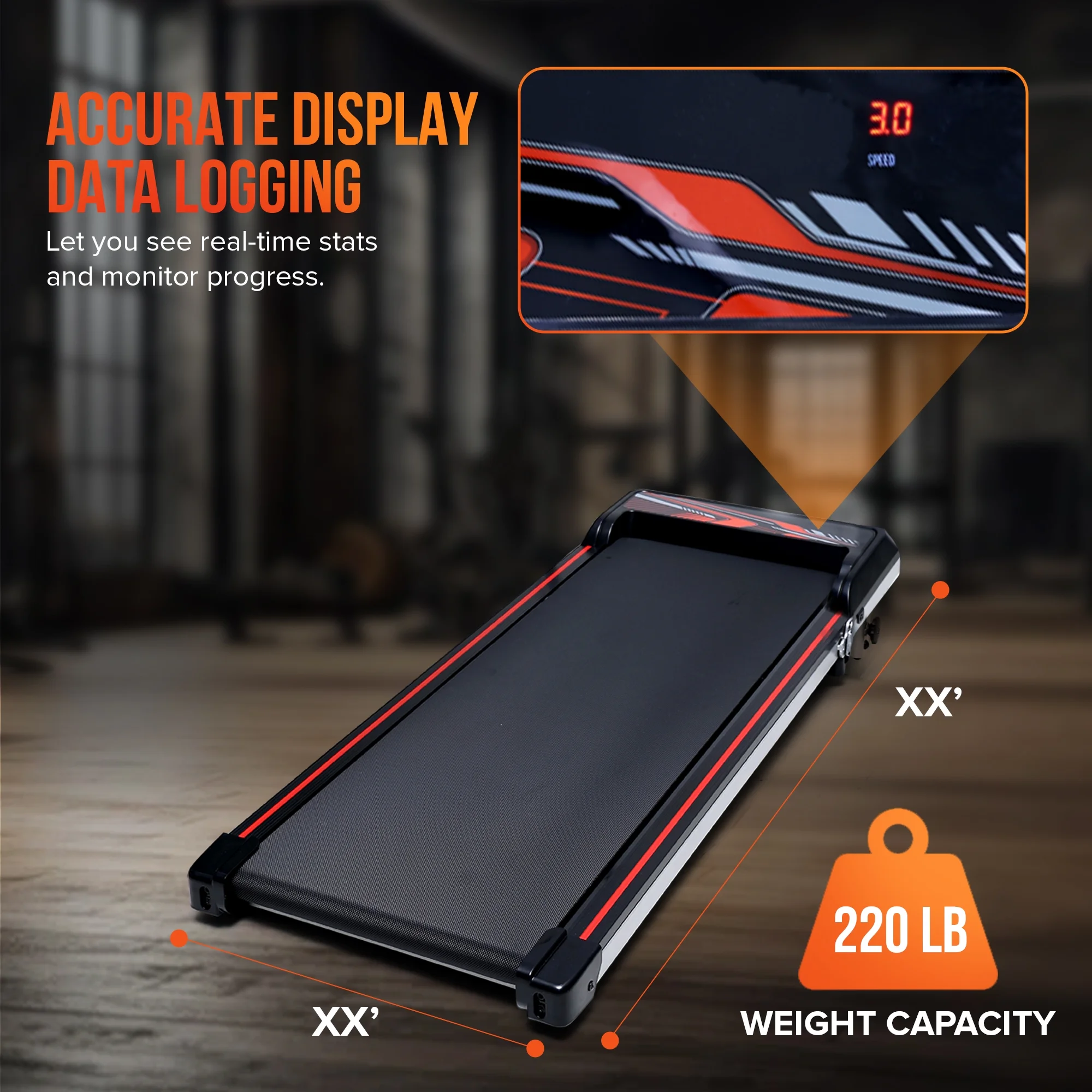 Cardio Flex Folding Treadmill Running Machine Dual Display Screen, 220 lbs. Capacity