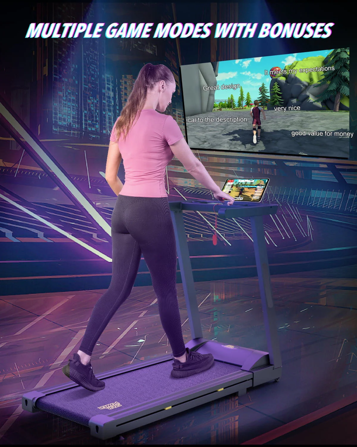 SupeRun 3 HP Smart Treadmill with APP Bracelet, Portable and Foldable with 300 lb Capacity(Black)