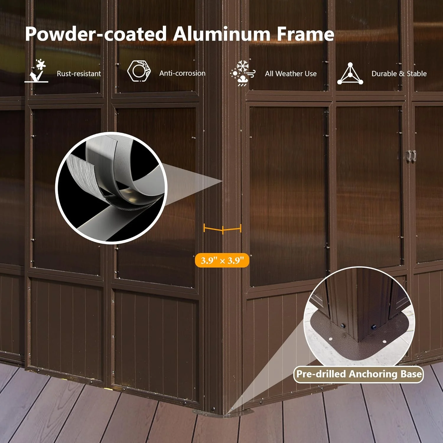 Domi Outdoor Living 10' x 12' Hardtop Lean-to Gazebo, Wall-Mounted with Galvanized Steel Roof Wall Pergola with Aluminum Frame, Curtains and Netting, for Patio, Deck, Garden, Backyard