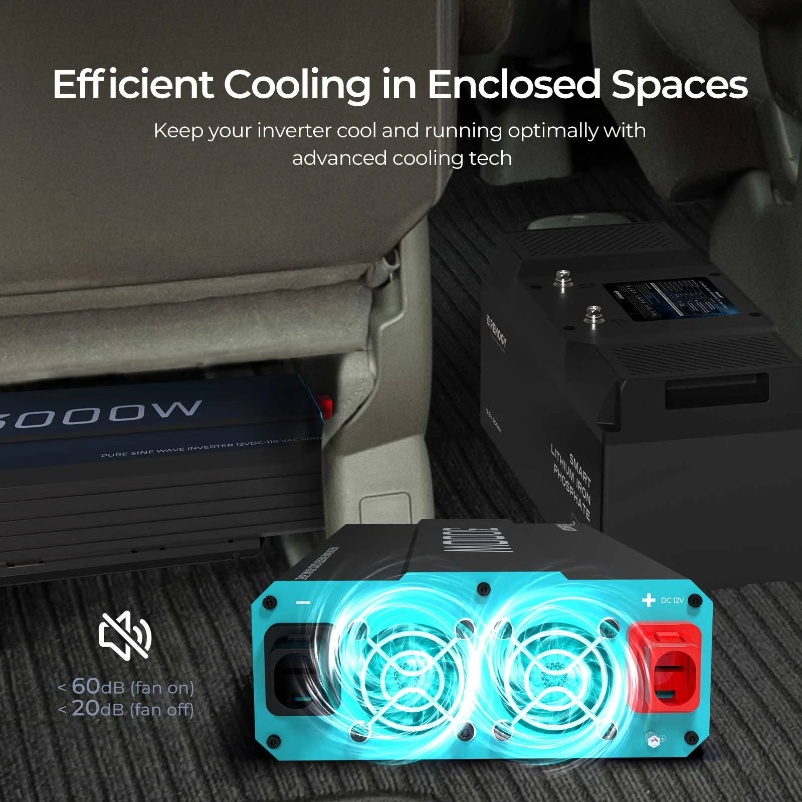 Renogy 2000W Pure Sine Wave Inverter, Power Inverter DC 12V to AC 120V, Built-in 5V/2.1A USB / Hardwire Port, Remote Controller