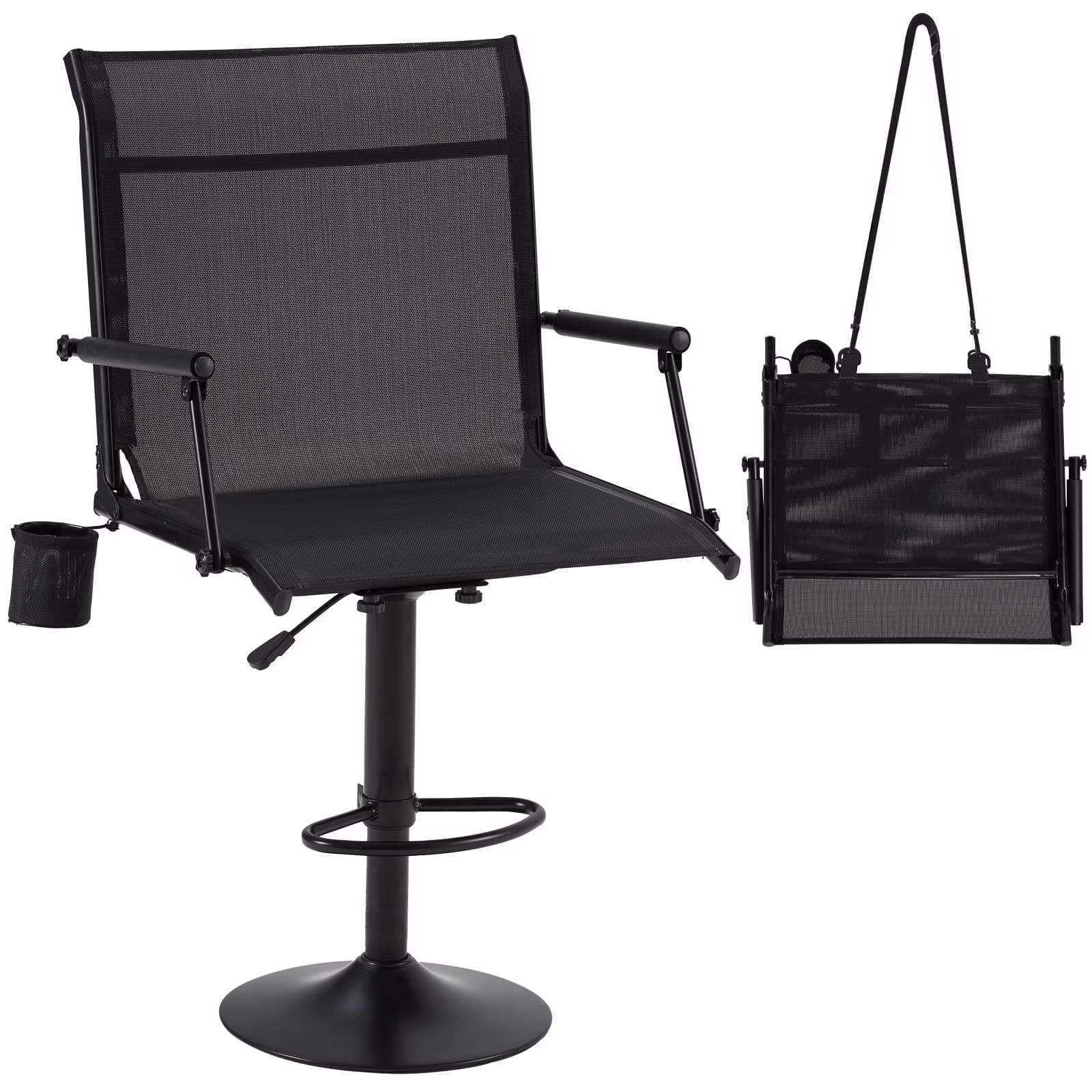 Danrelax 360° Silent Camo Hunting Blind Chair, Armrests, Side Pouch, Telescopic Legs