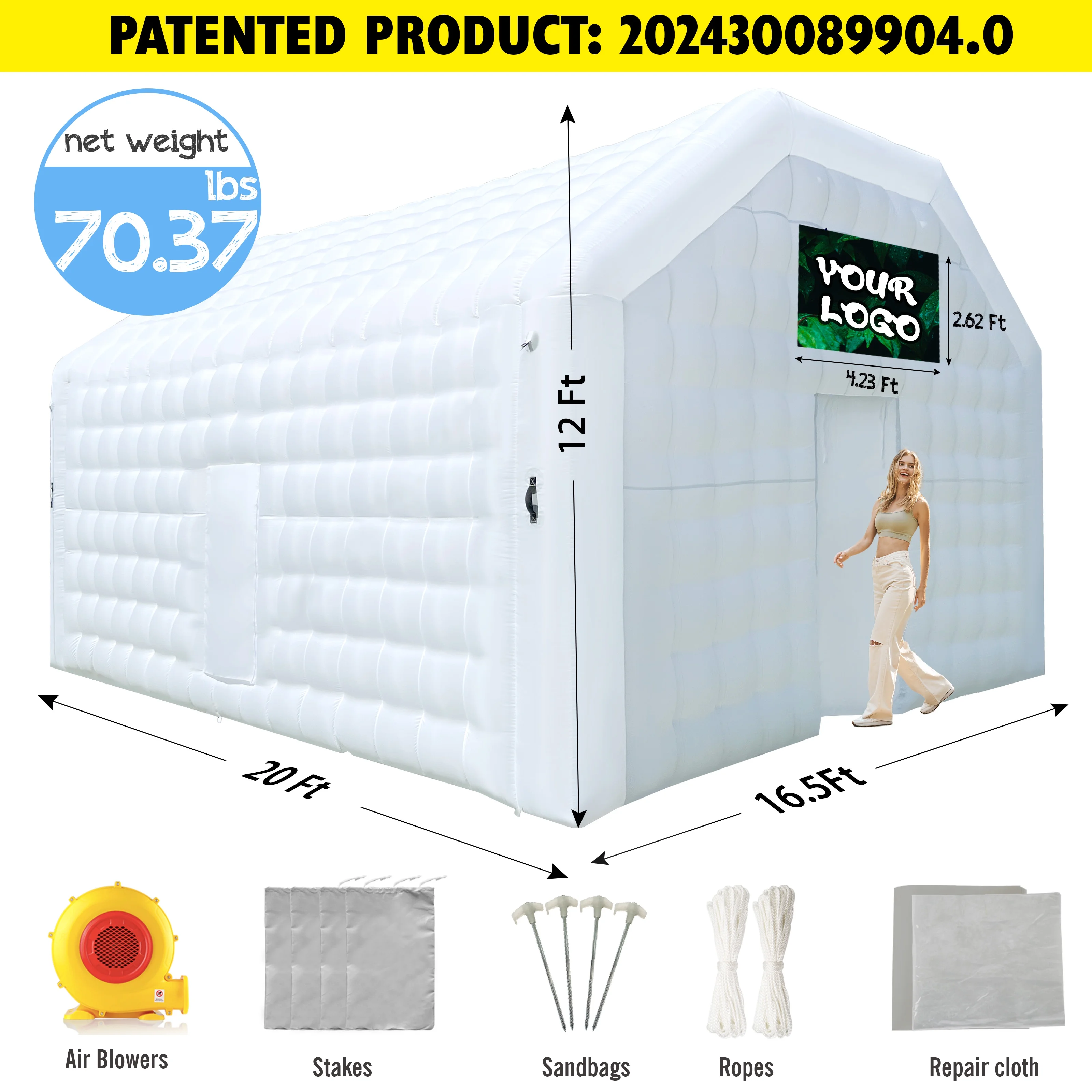 WARSUN 60 Person Large inflatable Party Tent with Disco Cube