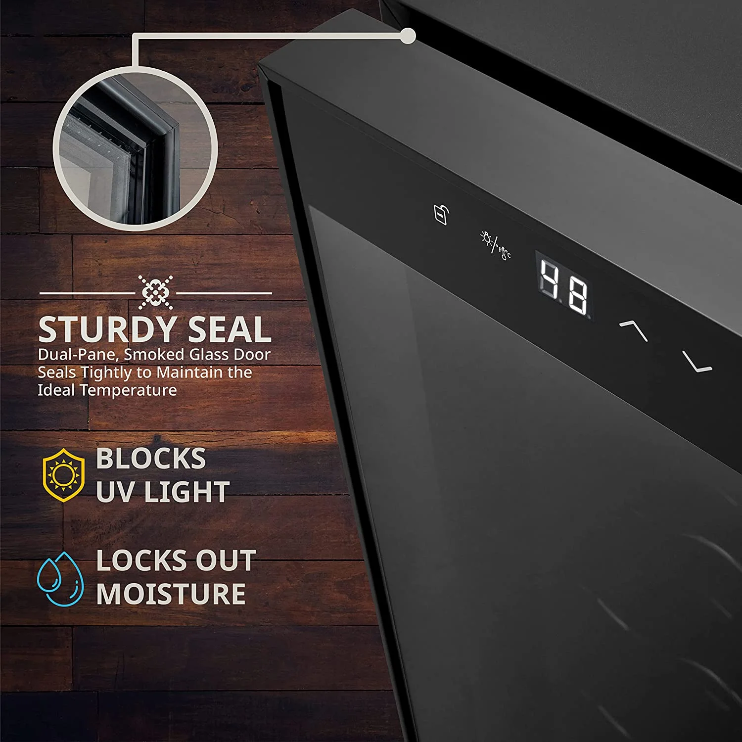 Ivation 14-Bottle Wine Cooler, Freestanding Beverage Cooler with Lock, Black