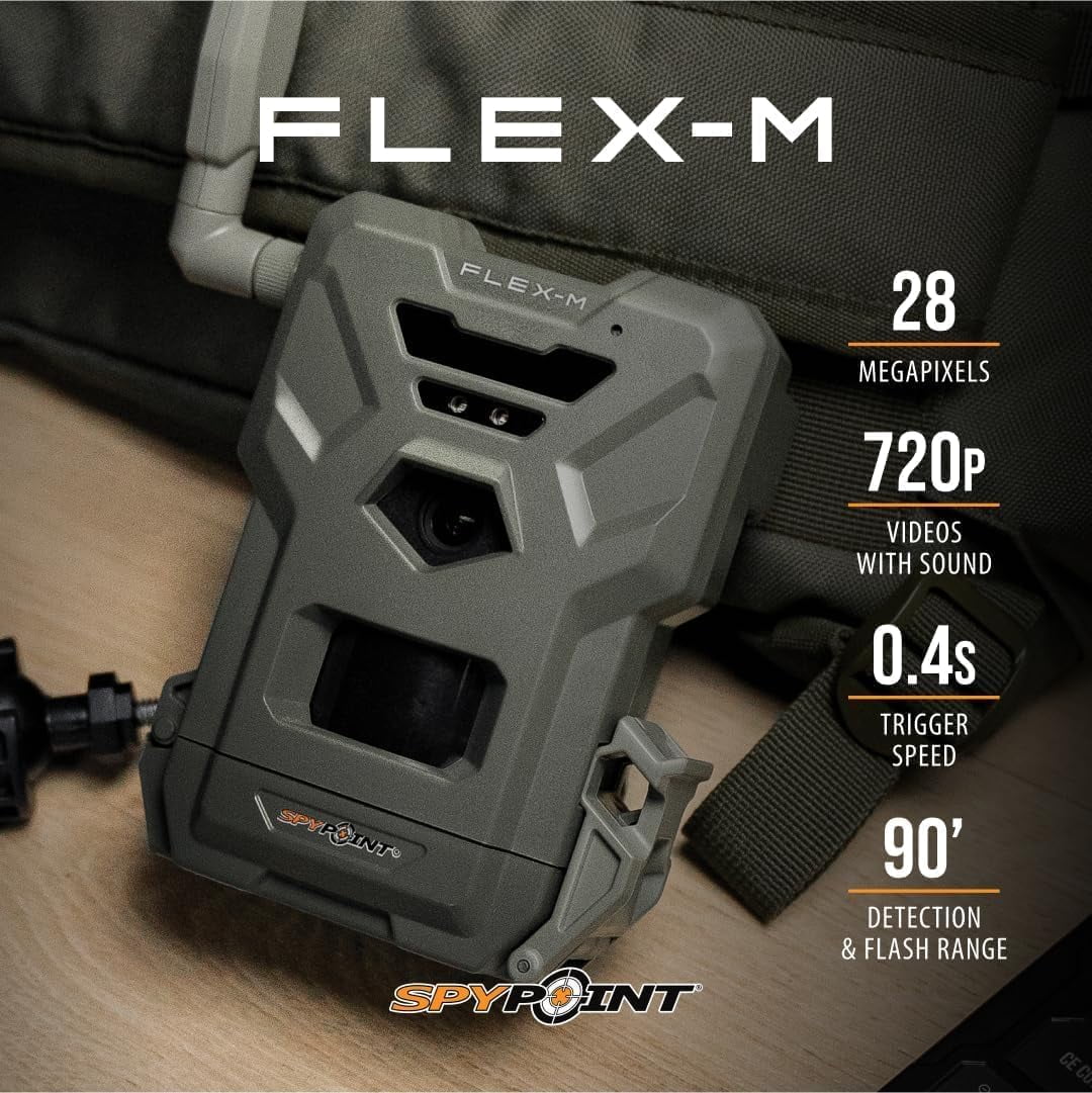 SPYPOINT Flex-m Twin Pack Cellular Trail Camera �C Hunting Trail Monitor with GPS, Night Vision, Dual-Sim LTE, IP65 Water-Resistant