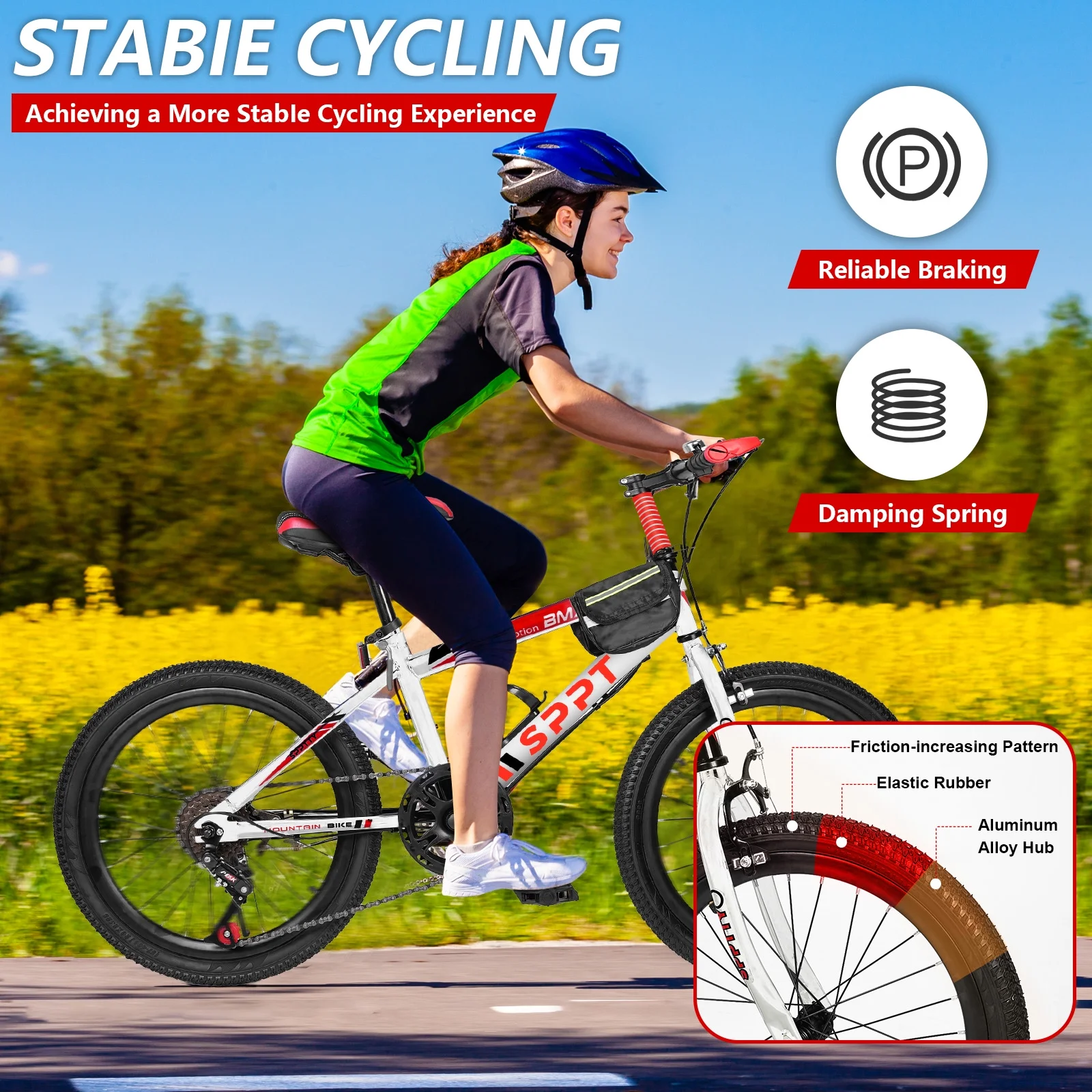 SPPTTY 20-24 inch Bike,6-Speed Mountain Bike for Men Women Boys Girls,Comfort Saddle,Blue