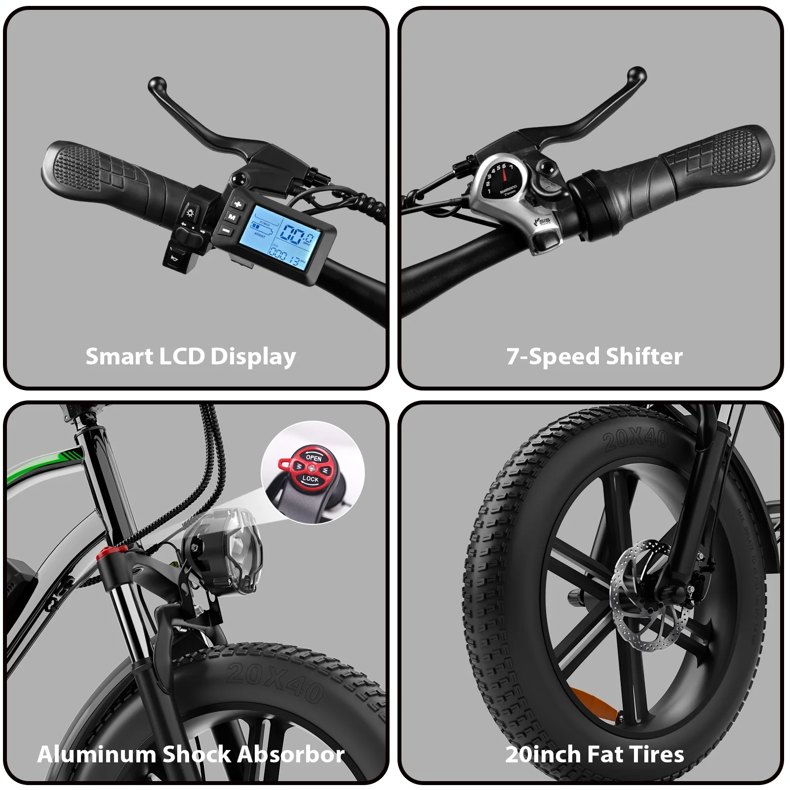 VTOKW Electric Bike, Peak 1000W Electric Bicycles for Adults, 20X4.0