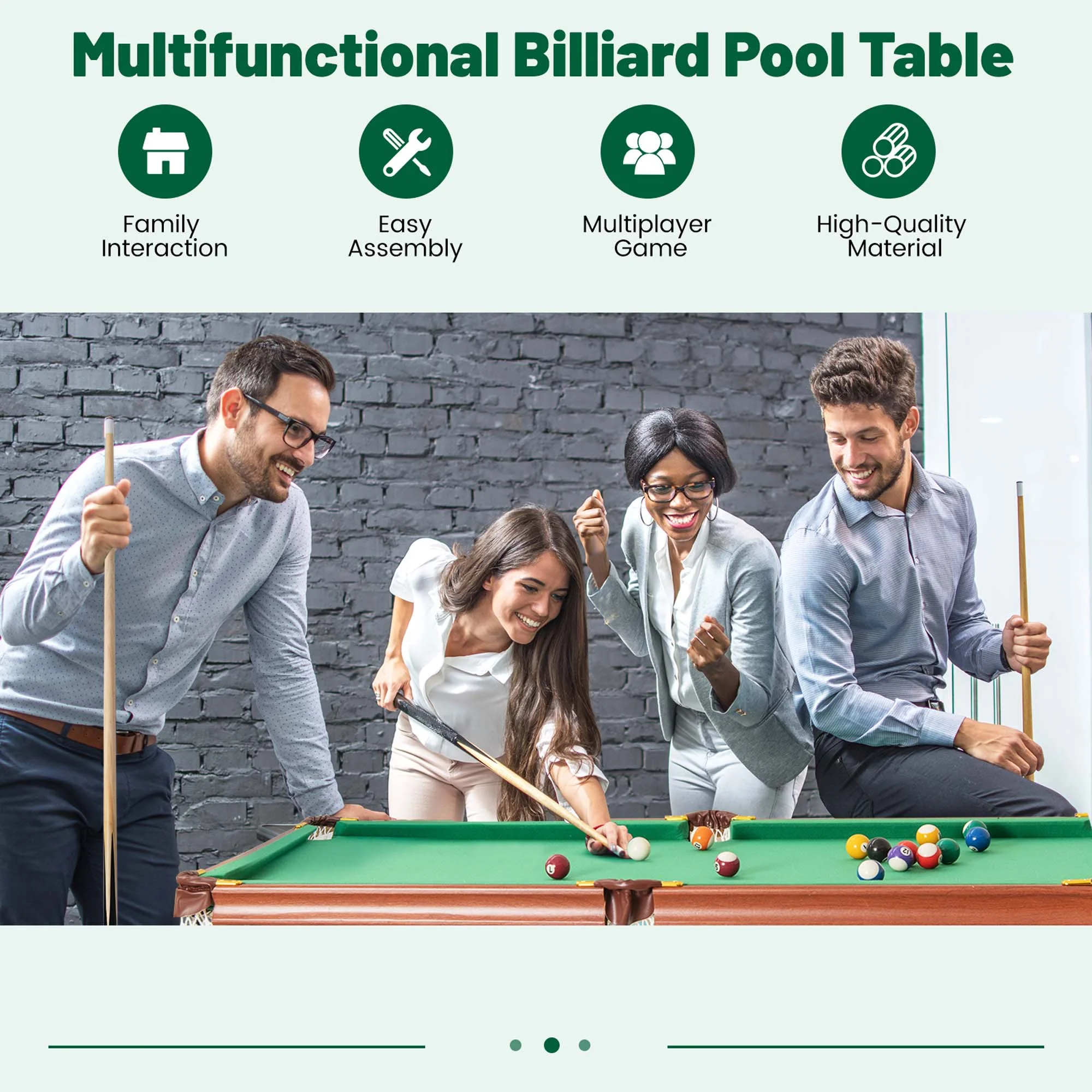 Costway Folding Pool Table Set with Foldable Legs Adjustable Foot Levelers 2 Cues 2 Chalks