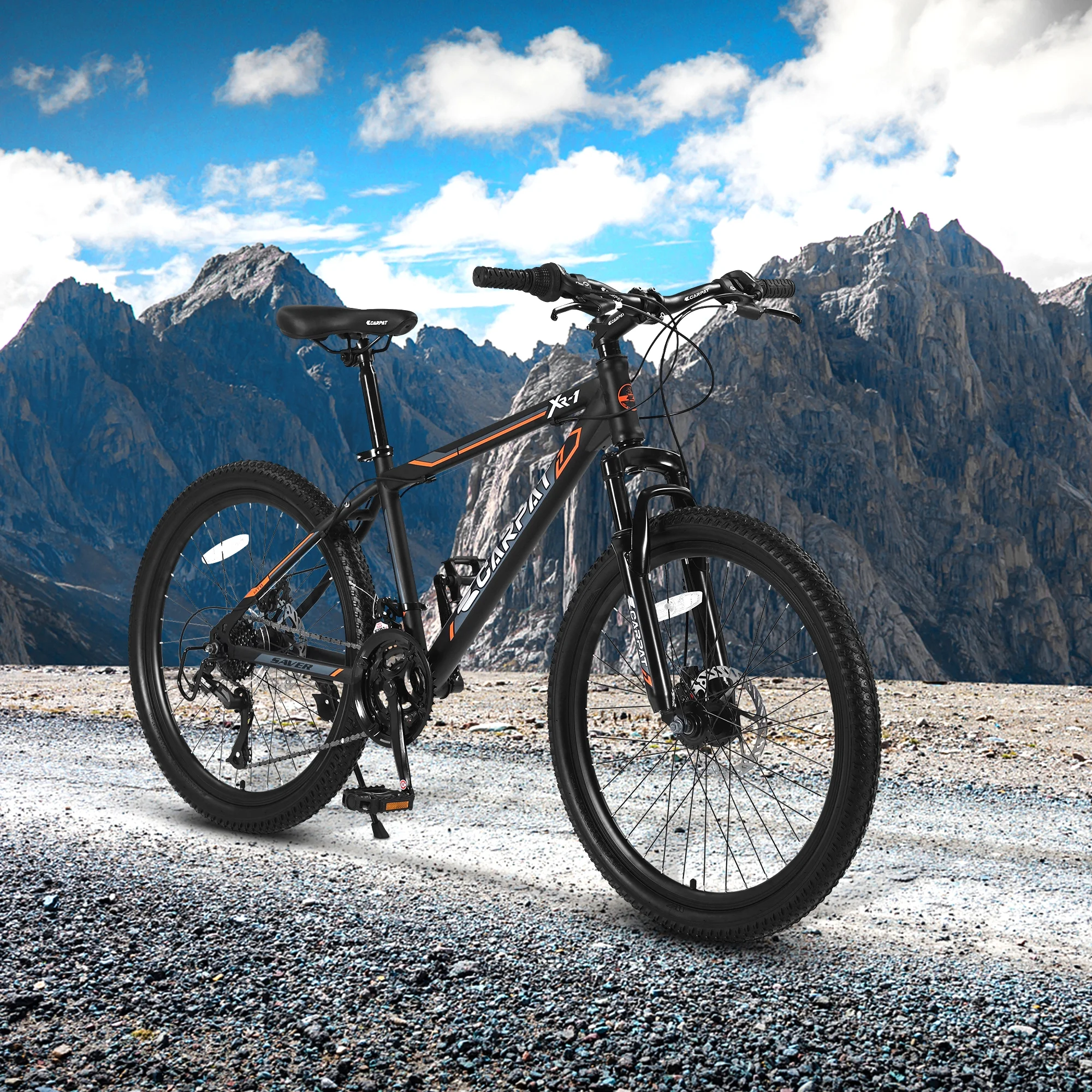 Ecarpat Mountain Bike, 24-Inch Wheels Bikes Shimano 21-Speed with High Carbon Steel Frame Mechanical Disc Brakes Front Suspension Fork for Youth Adults Multiple Colors