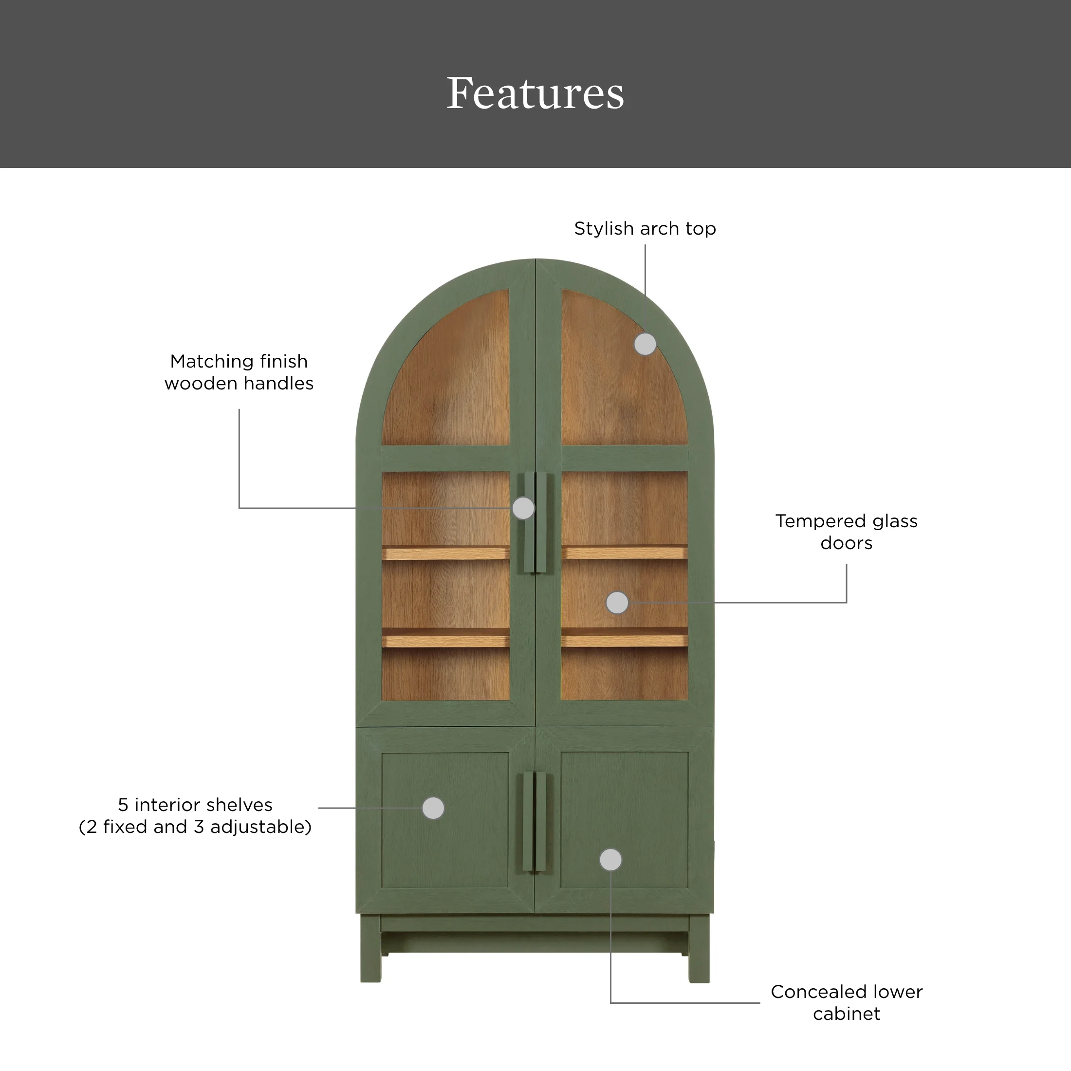 Better Homes & Gardens Juliet Kitchen Rounded Arch Cabinet, Rich Black