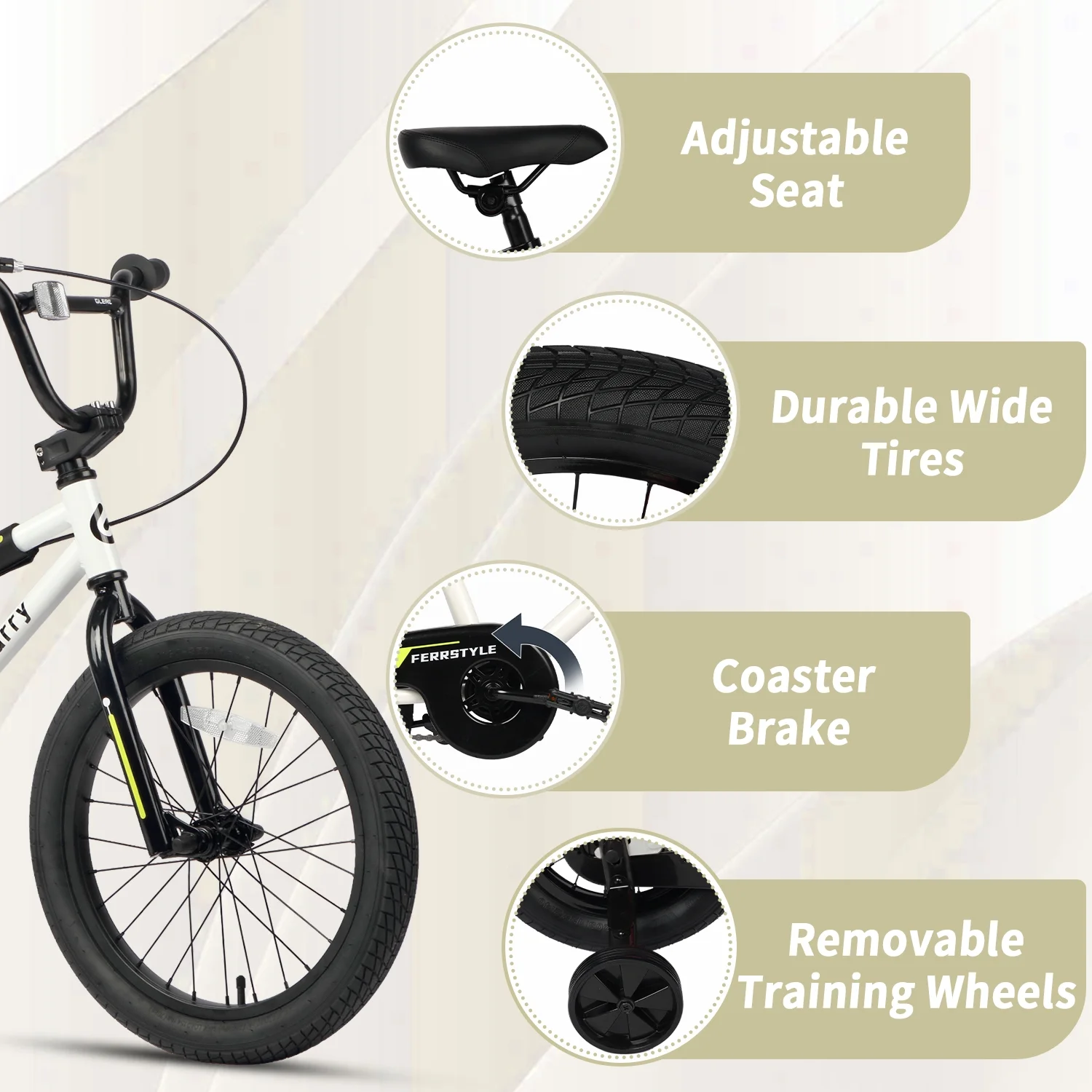 Glerc 14 Inch Little Kids Bike BMX Style Bicycle with Training Wheels Coaster Brake for 3 4 5 Years Old Boys Girls, Blue