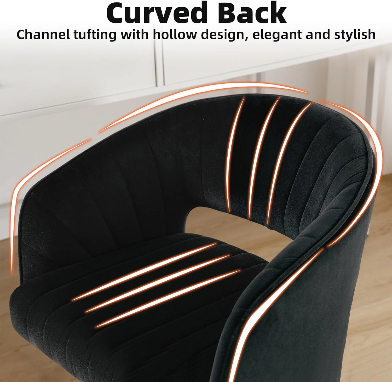 Westice Home Office Desk Chairs, Velvet Task Chair, Height Adjustable Swivel Vanity Chair with Golden Base for Vanity Study, Living Room Computer Room, Beige