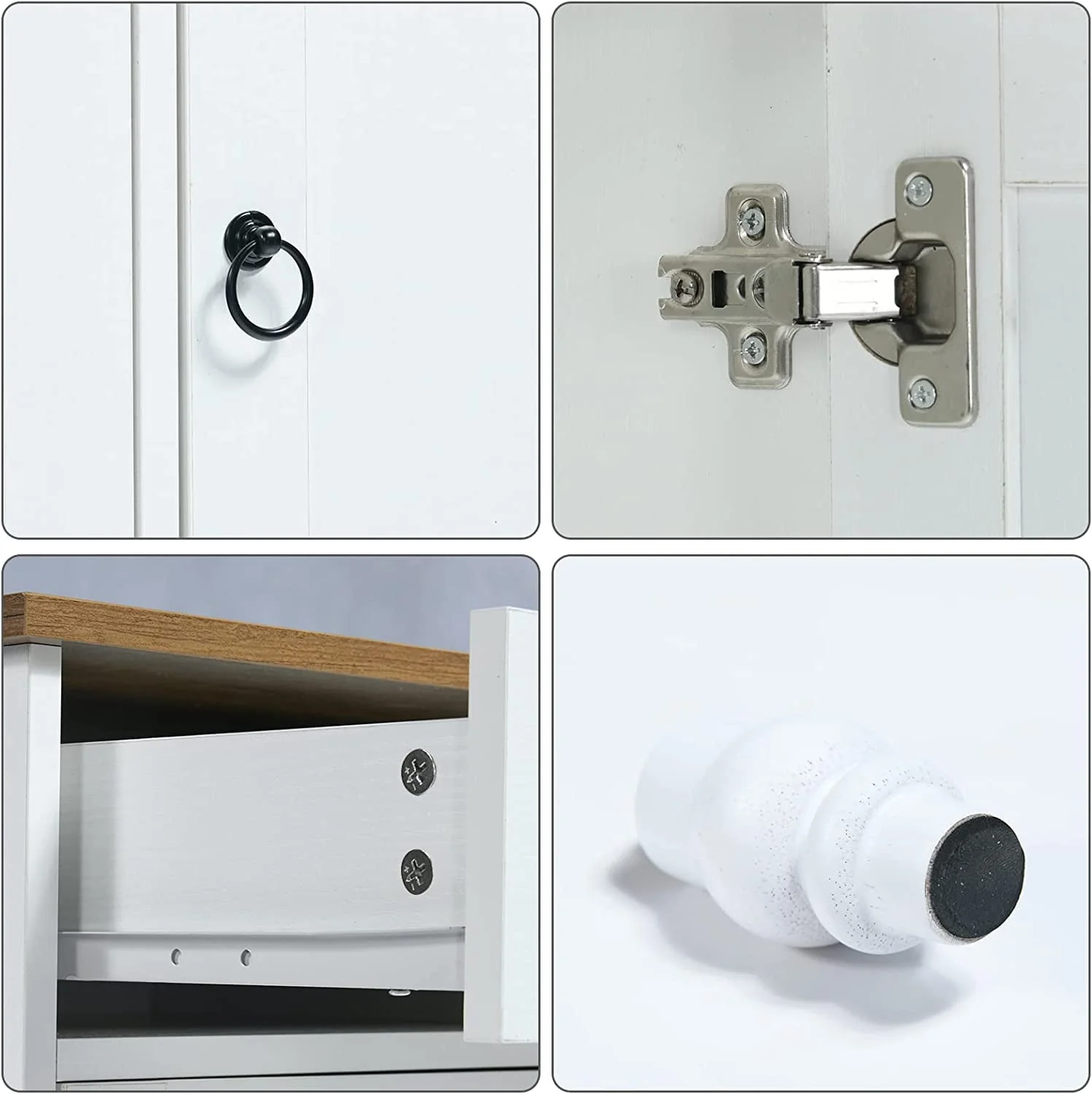 Catrimown Sideboard Buffet Cabinet, Mid-Century Kitchen Storage Cabinet with 3 Drawers & 3 Doors, Coffee Bar Cabinet with 3 Adjustable Shelves, White