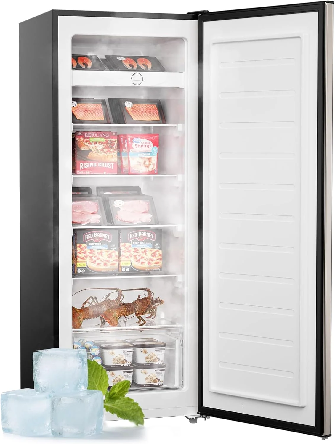 Upstreman 7.0 Cu.Ft Upright Freezer Convertible Fridge/Freezer, Garage Ready Deep Freezer with Reversible Door, UP70 White