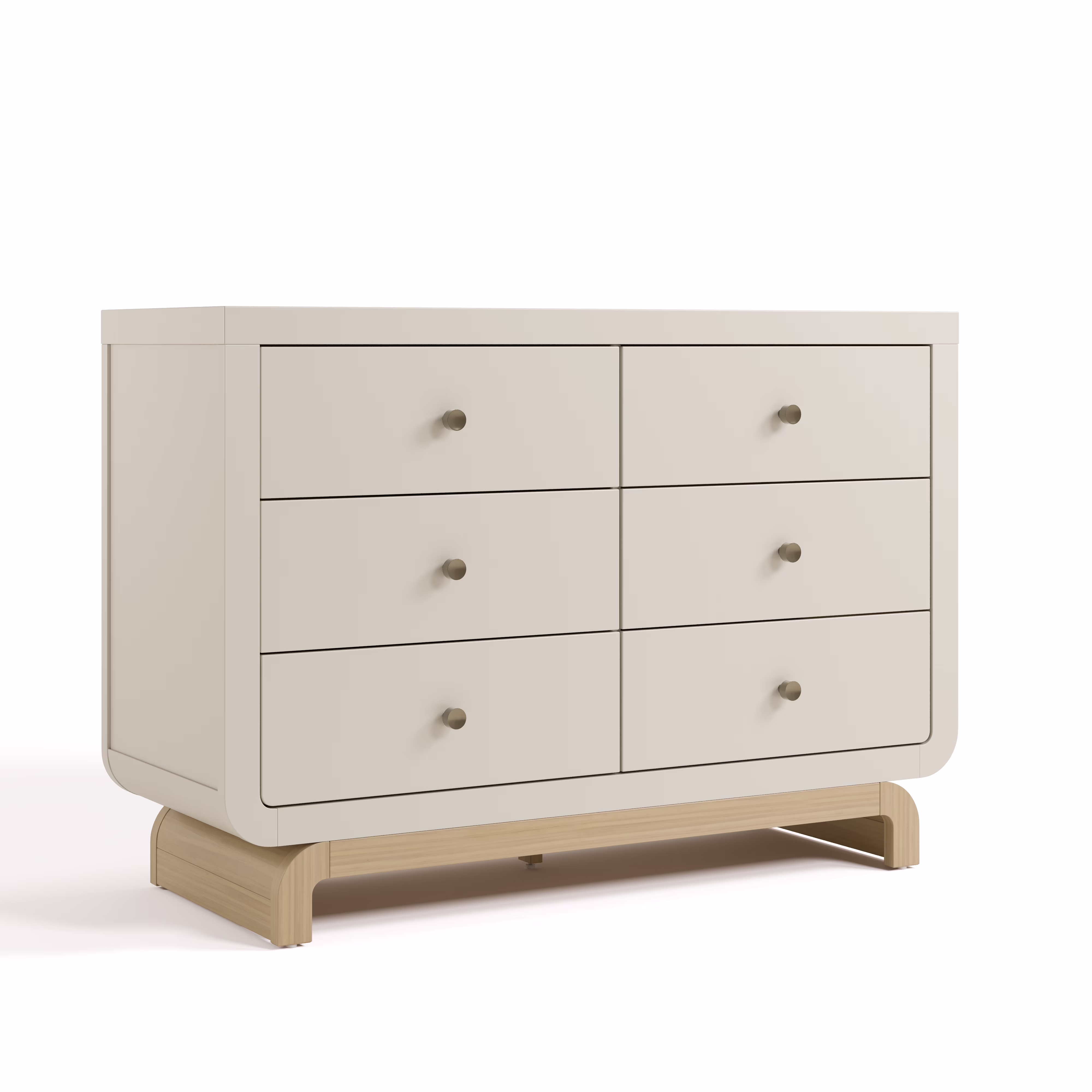 Storkcraft Santorini 6 Drawer Double Dresser, White/Driftwood