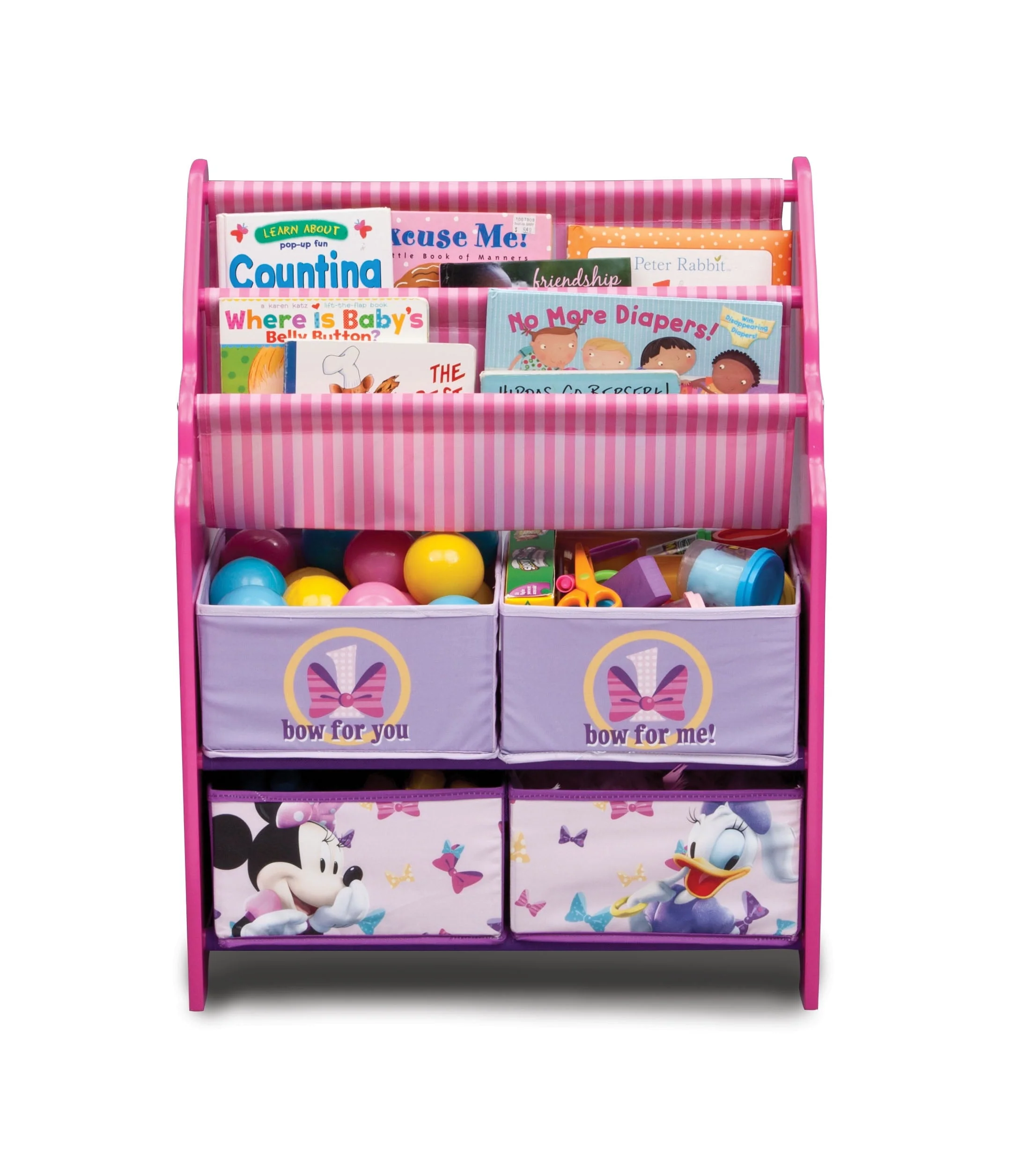 Disney Minnie Mouse Book & Toy Organizer by Delta Children, Greenguard Gold, Cube Bookcase
