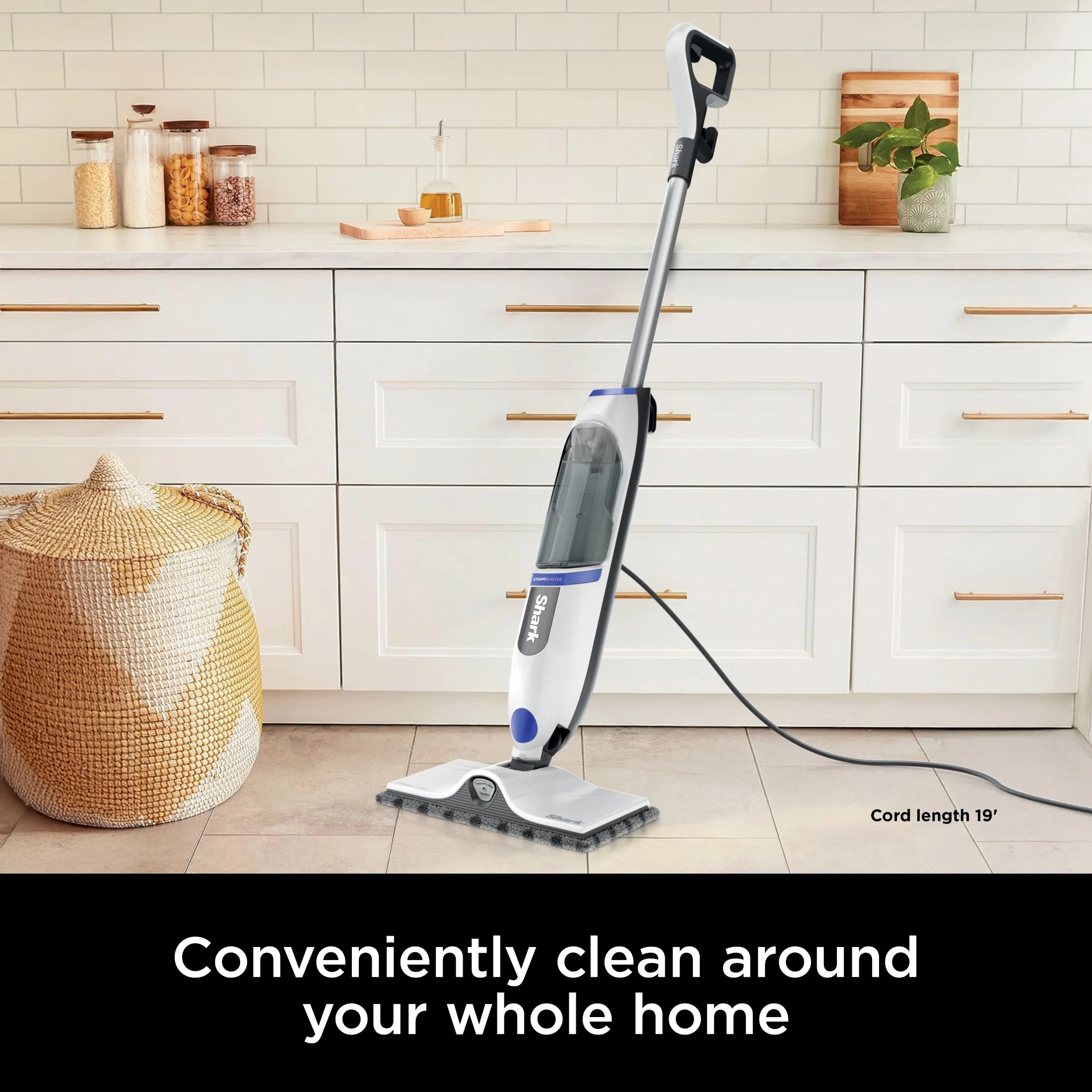 Shark SteamSpot Steam Mop with Steam Blaster for Sealed Hard Floors, XL Removable Tank, Washable Dirt Grip? Pad, 2  Modes,S2000