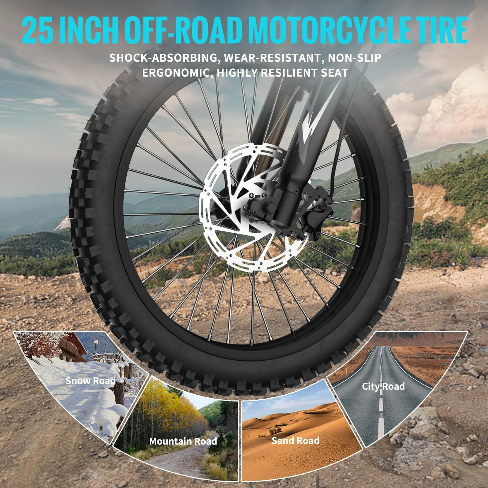 Riding'times GT73 Electric Dirt Bike for Adults, 37MPH 48V36.4AH 2400W 1747Wh Dual Battery Ebike, 85+ Miles Range,25