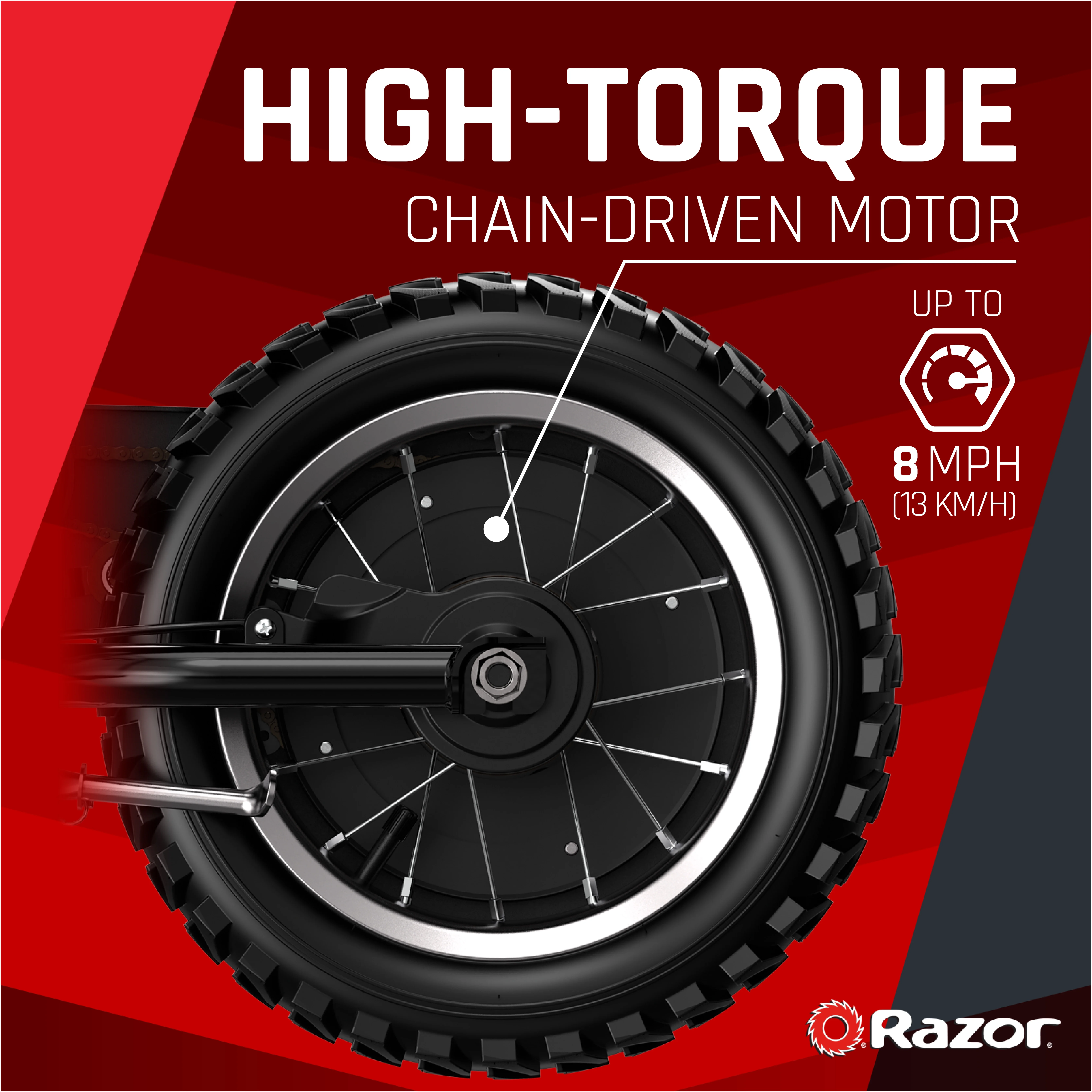 Razor Dirt Rocket MX125 Electric-Powered Dirt Bike - Black with Decal Included, for Child 5+