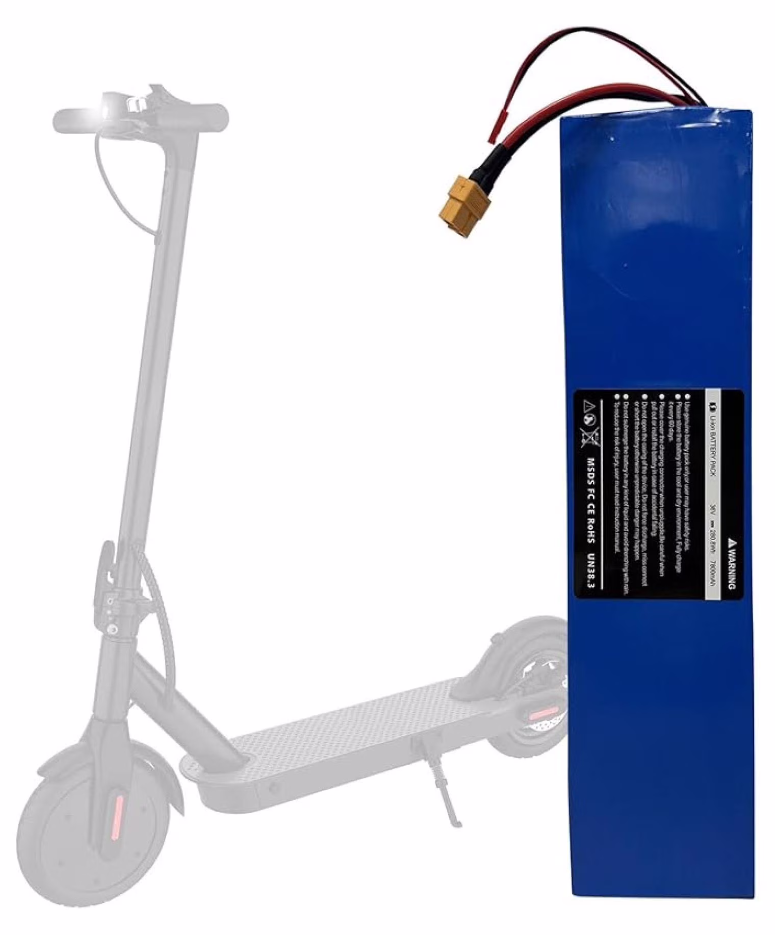36V 7800mAh Electric Scooter Battery Compatible with Hover-1 Journey Electric Scooter, High Capacity Rechargeable Li-ion Battery, Size: 11.41 x 2.75 x 1.37 inch